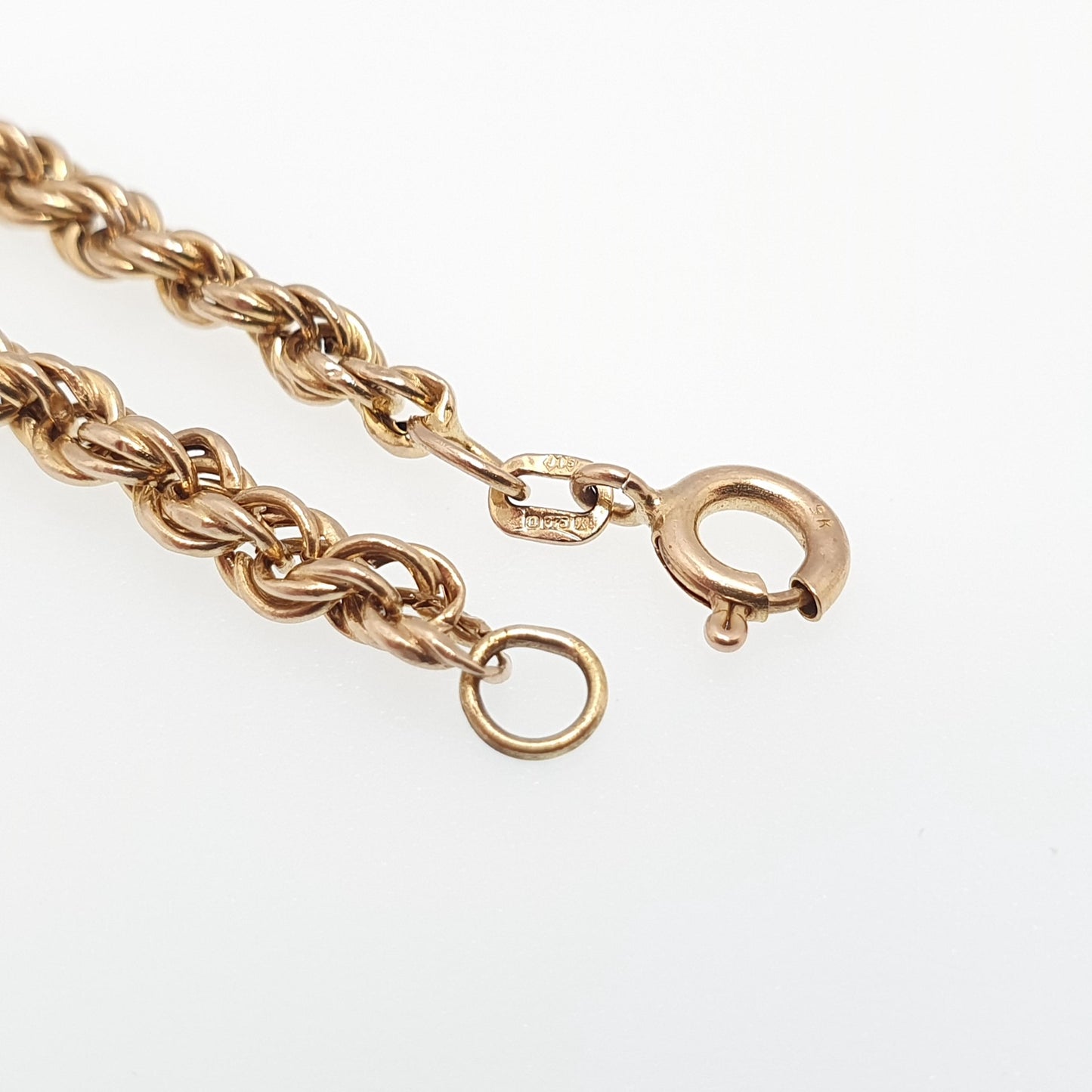 Vintage 9ct 375 Gold Rope Link Bracelet Helix Twist Chain 19.5cm 7.65" 2.49g Solid 9k Yellow Twisting Fine Estate Womens Jewelry Jewellery