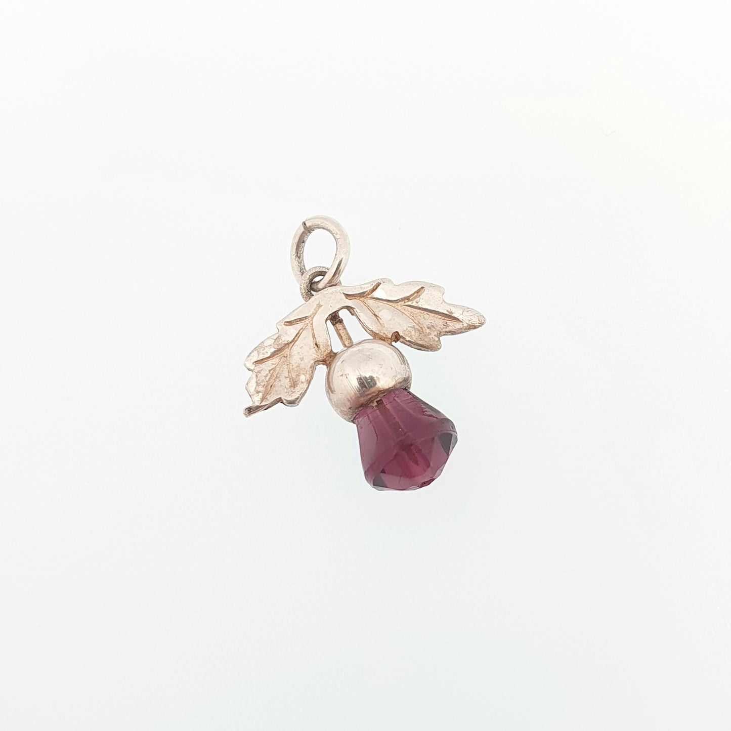 Antique Sterling Silver Thistle Pendant Amethyst Paste Necklace Art Nouveau Charm Horner Style Scottish Flower Vintage Jewelry Jewellery