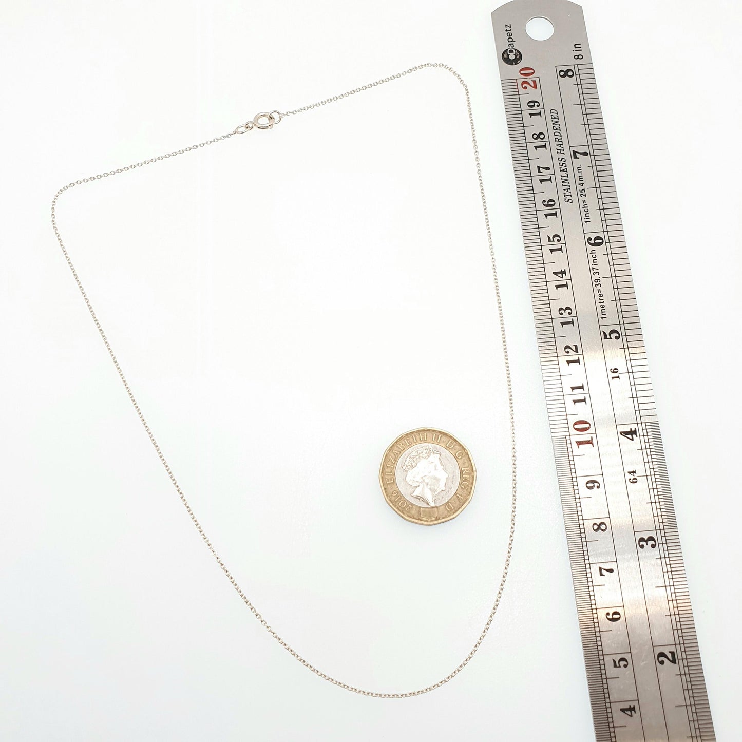 Antique Sterling Silver Chain Necklace Cable Link 45cm 17.7" 1.67g Trace Oval Links Genuine Womens Vintage Old Retro Jewelry Jewellery