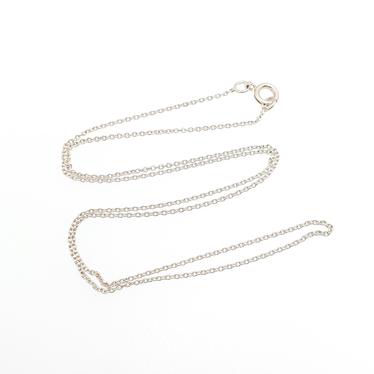Antique Sterling Silver Chain Necklace Cable Link 45cm 17.7" 1.67g Trace Oval Links Genuine Womens Vintage Old Retro Jewelry Jewellery