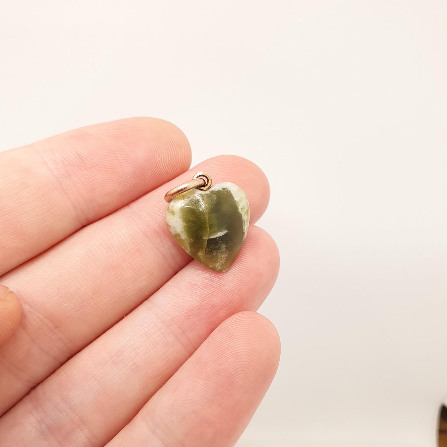 RESERVED/SOLD DON Antique 9ct Gold Connemara Marble Heart Necklace Pendant Victorian Irish Green Hardstone Love Gift Shape Womens