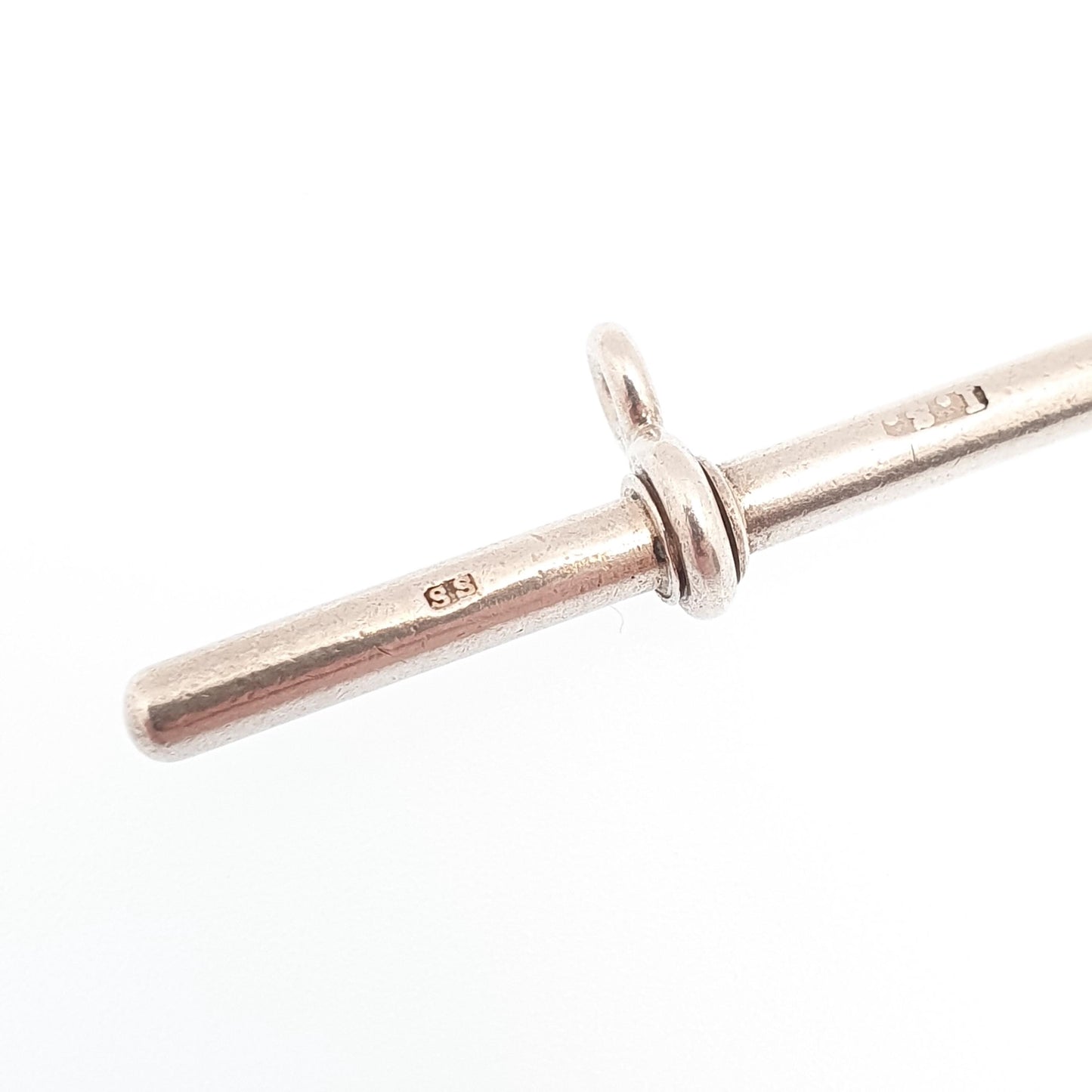 Antique Sterling Silver T Bar Pendant Fob Victorian Albert Chain Necklace Pocket Watch Charm Solid 925 Vintage Mens Womens Jewelry Jewellery
