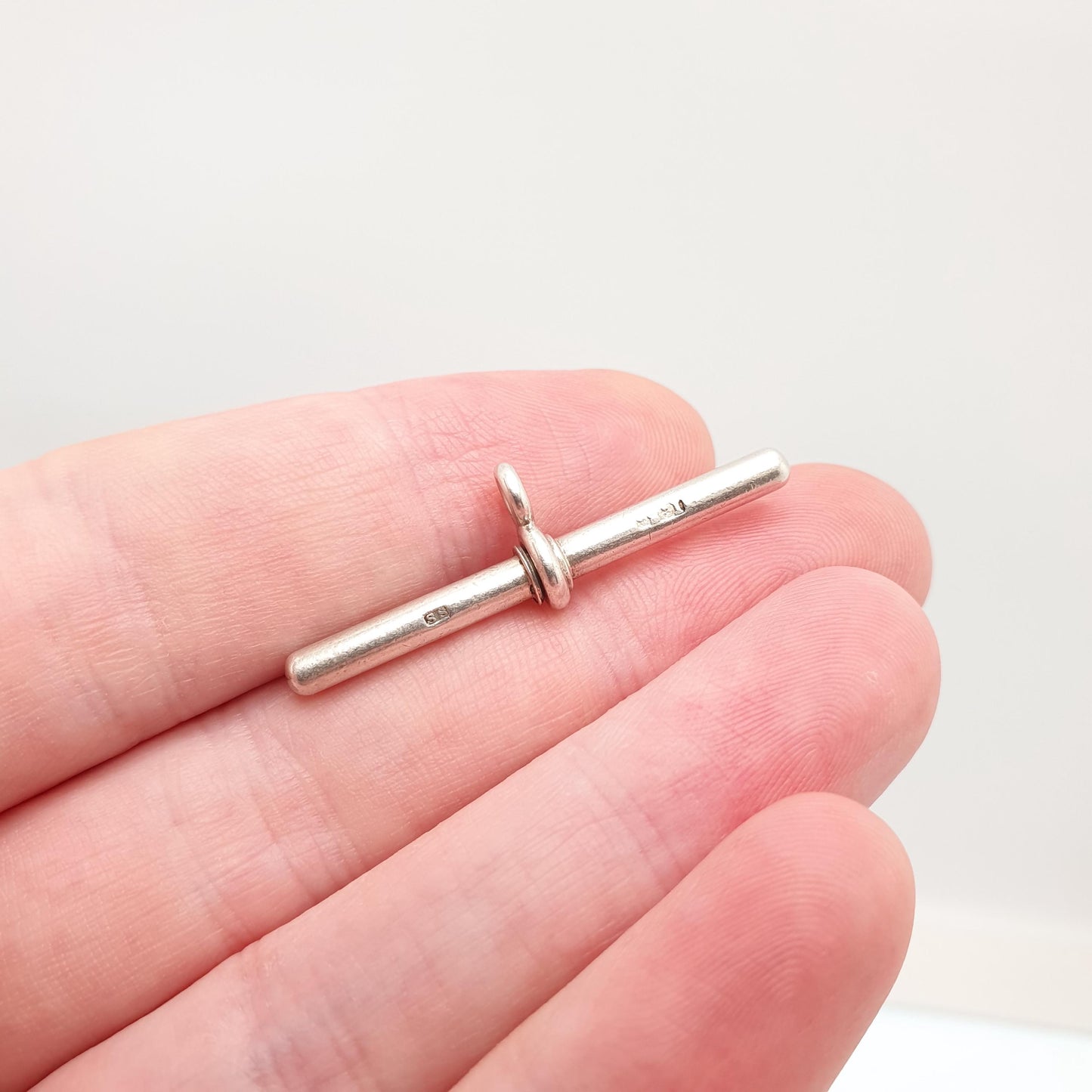 Antique Sterling Silver T Bar Pendant Fob Victorian Albert Chain Necklace Pocket Watch Charm Solid 925 Vintage Mens Womens Jewelry Jewellery