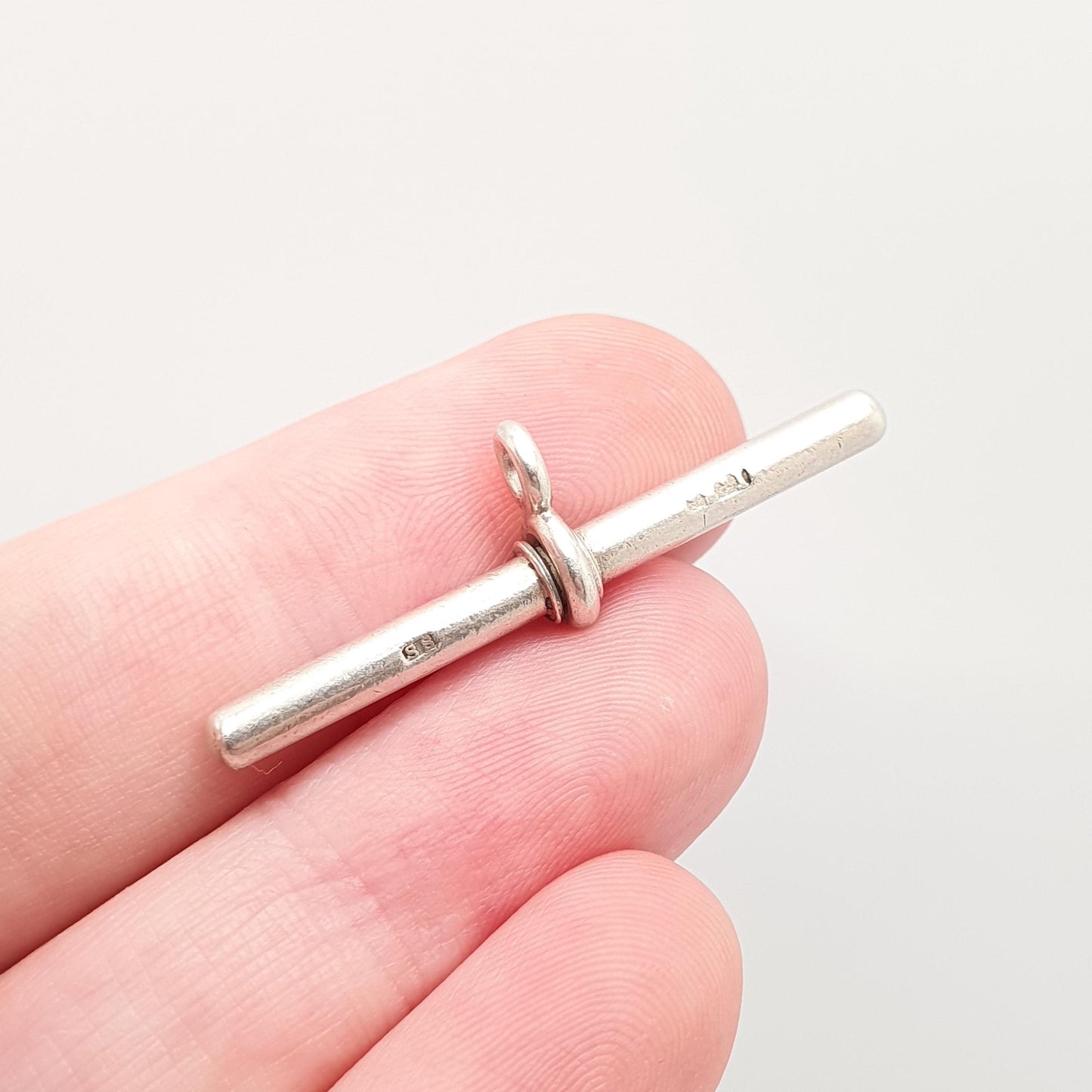 Antique Sterling Silver T Bar Pendant Fob Victorian Albert Chain Necklace Pocket Watch Charm Solid 925 Vintage Mens Womens Jewelry Jewellery