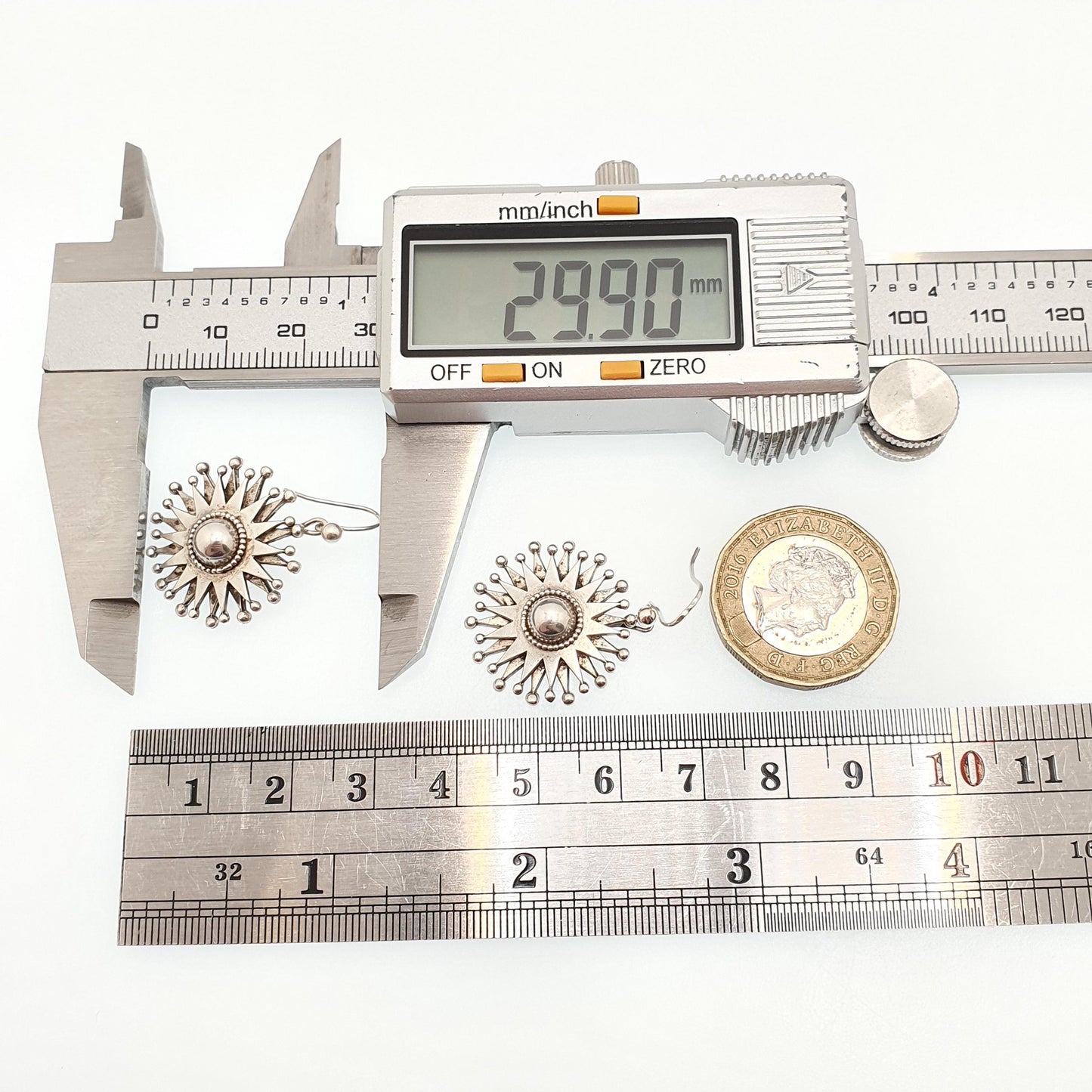 Antique Victorian Solid Silver Star Earrings Engraved Starburst Sunburst Etruscan Genuine Estate Fine 1800s Hook Vintage Jewelry Jewellery