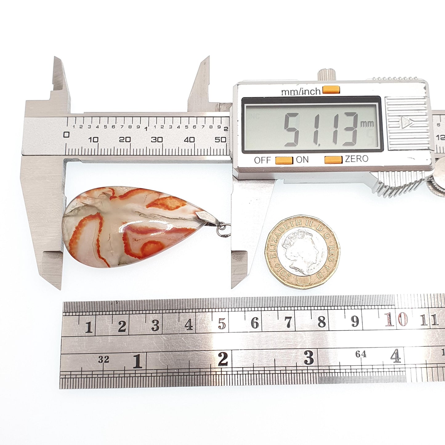 RESERVED/SOLD JOY Antique Solid Silver Moss Agate Pendant Necklace Large Teardrop Art Deco Veined Quartz Striped Banded