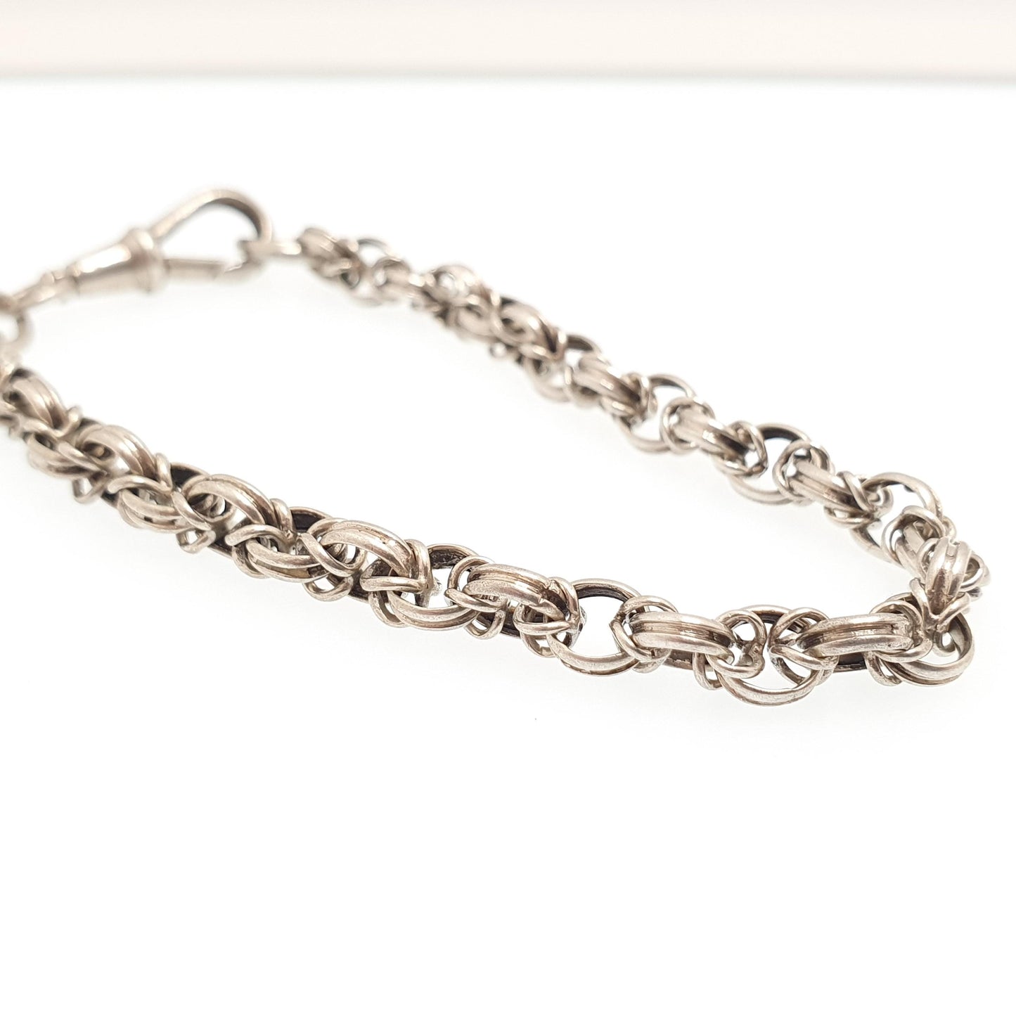 Antique Victorian Belcher Knot Link Solid Silver Bracelet Dog Clip Chain Large Rolo 8.63g 18cm Round Albert Vintage Womens Jewelry Jewellery