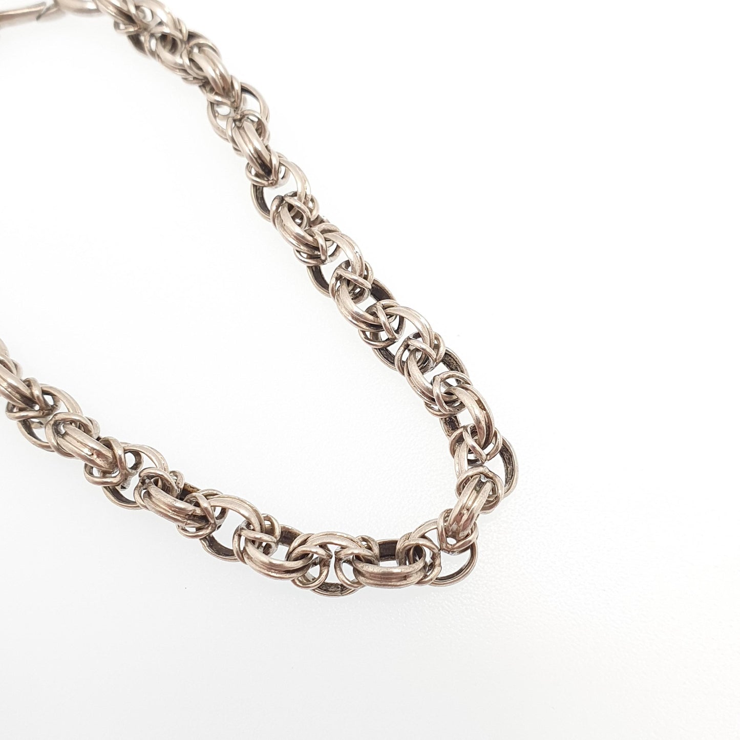 Antique Victorian Belcher Knot Link Solid Silver Bracelet Dog Clip Chain Large Rolo 8.63g 18cm Round Albert Vintage Womens Jewelry Jewellery