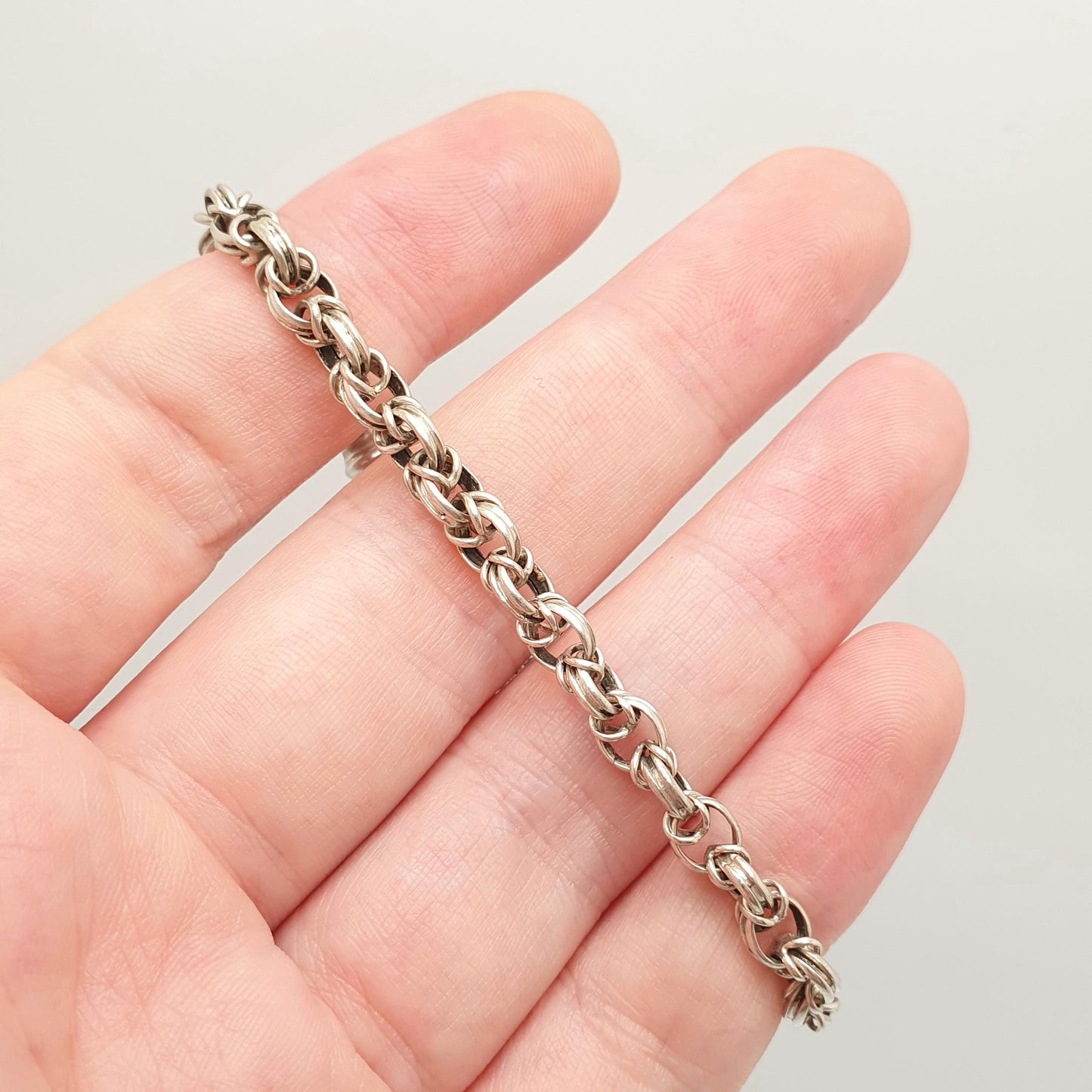 Antique Victorian Belcher Knot Link Solid Silver Bracelet Dog Clip Chain Large Rolo 8.63g 18cm Round Albert Vintage Womens Jewelry Jewellery