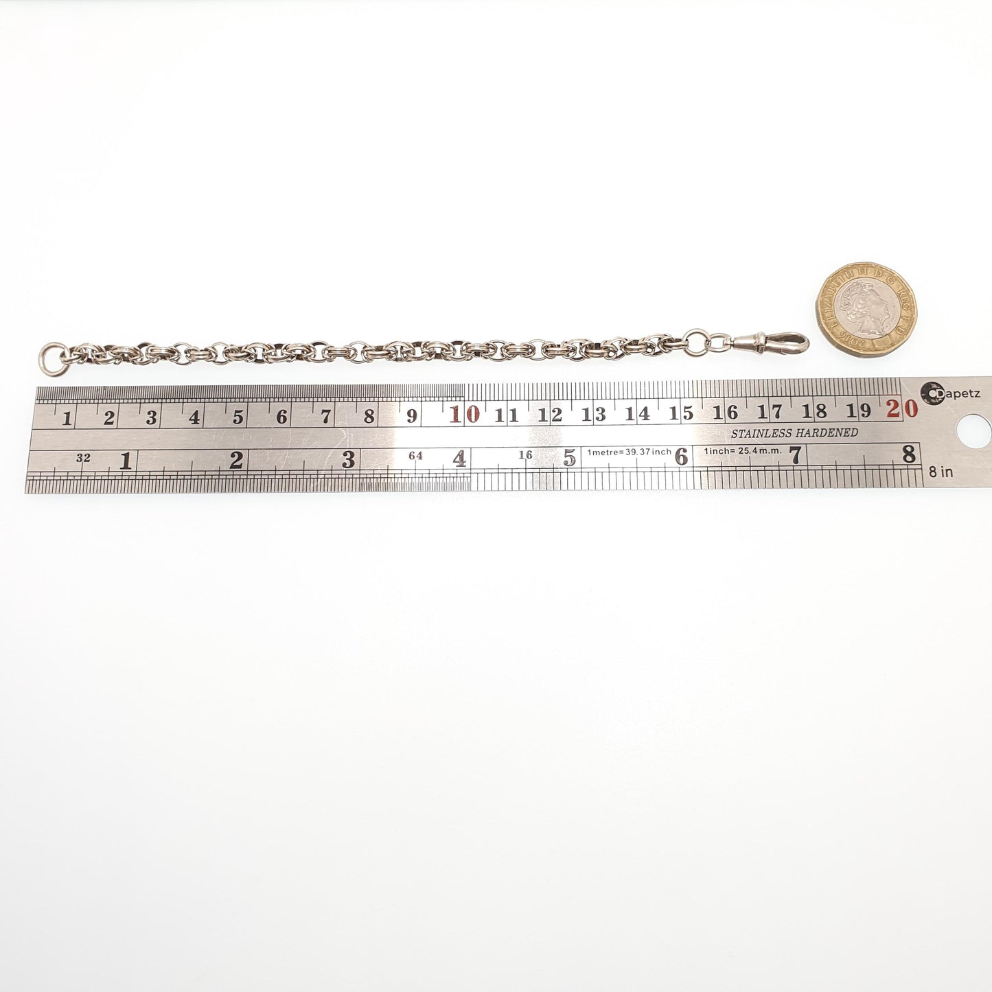 Antique Victorian Belcher Knot Link Solid Silver Bracelet Dog Clip Chain Large Rolo 8.63g 18cm Round Albert Vintage Womens Jewelry Jewellery