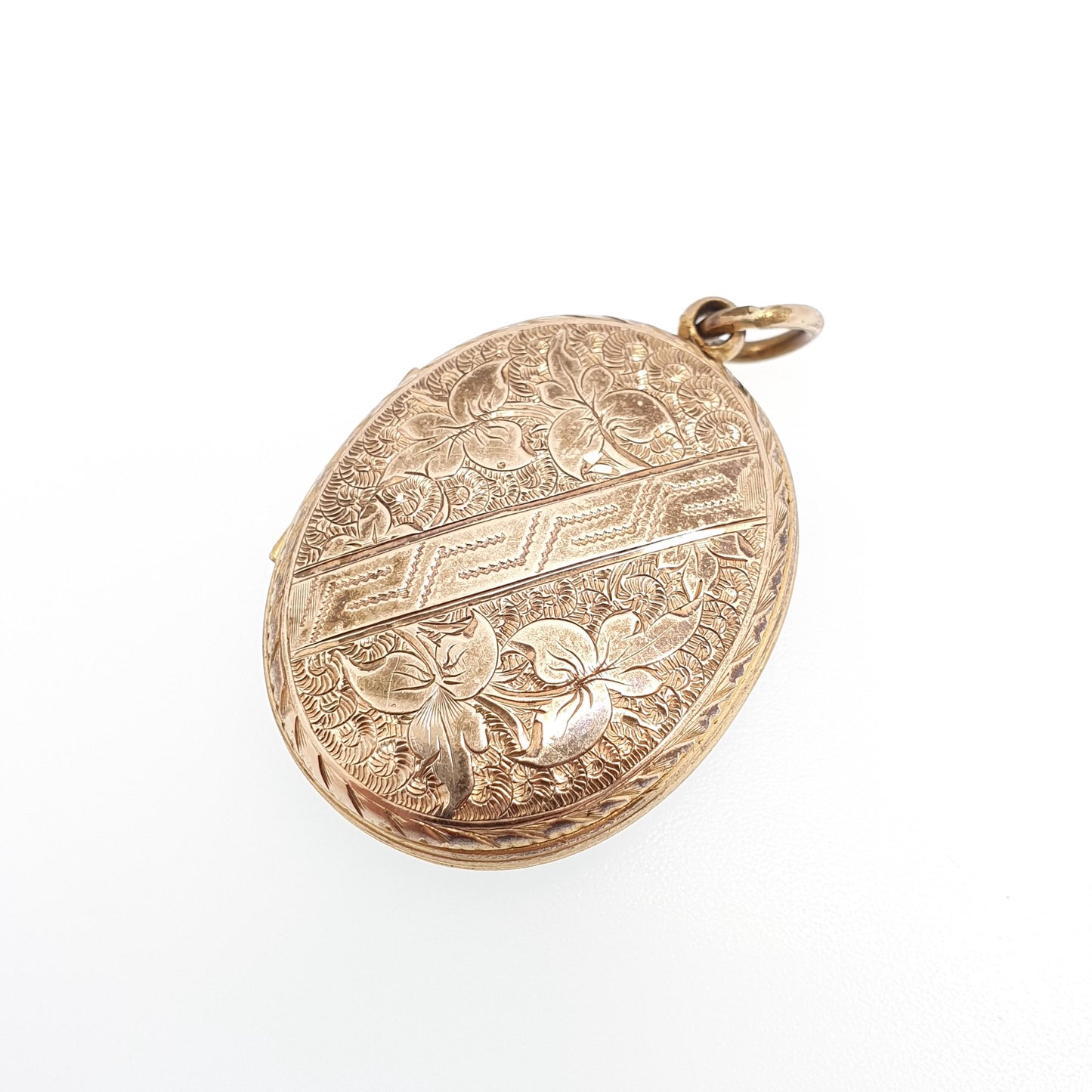 Antique Victorian 9ct Rose Gold Locket Buckle Hand Engraved Pendant Fine Estate Solid 375 9k Front Back Oval Large Vintage Jewelry Jewellery