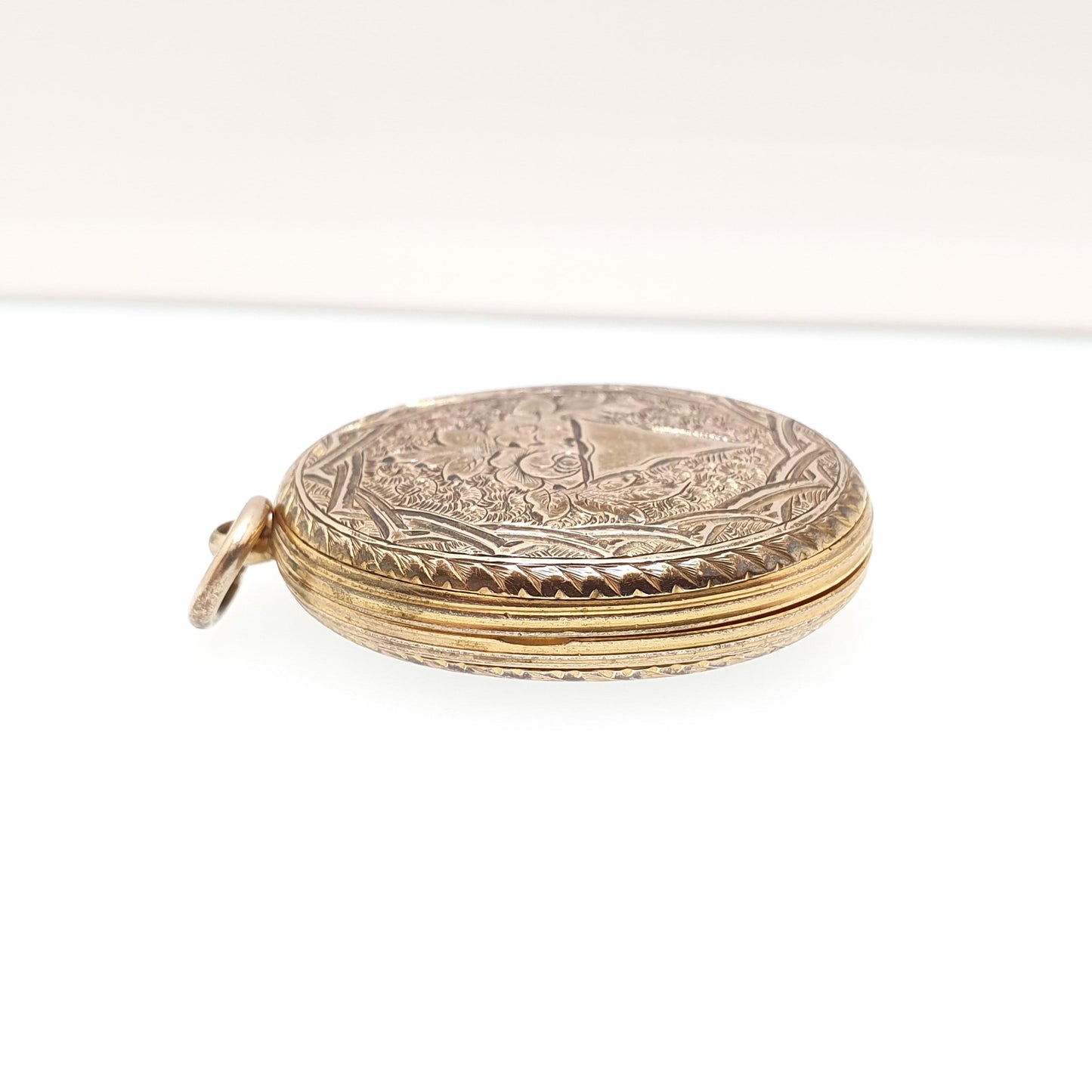 Antique Victorian 9ct Rose Gold Locket Buckle Hand Engraved Pendant Fine Estate Solid 375 9k Front Back Oval Large Vintage Jewelry Jewellery