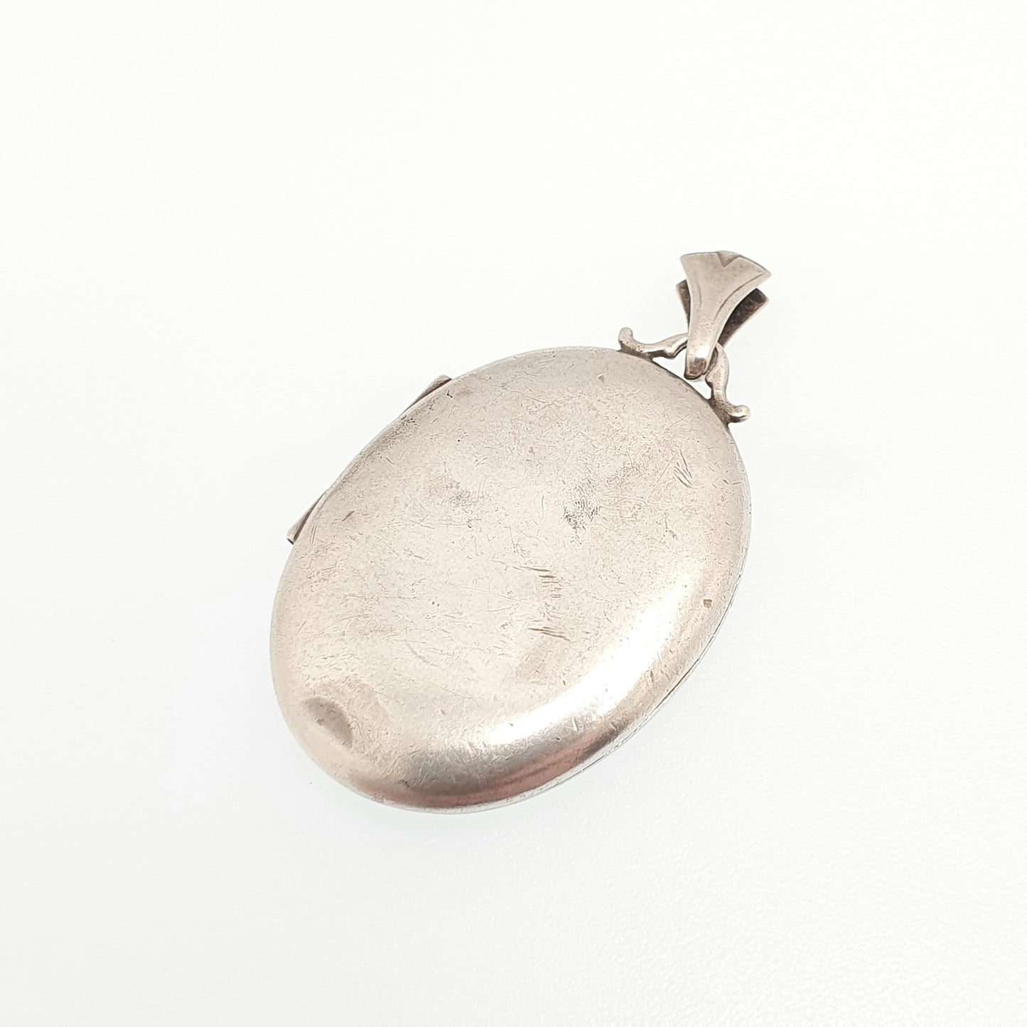 Antique Victorian Sterling Silver Locket MY Monogram Engraved Large Big Oval Pendant Picture Photo 1800s Vintage Womens Jewelry Jewellery