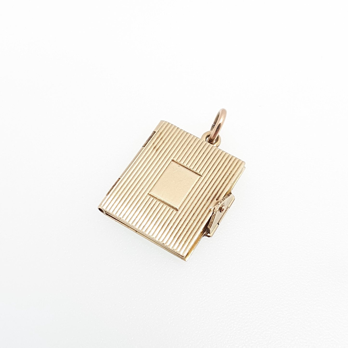 Antique 14k 14kt Gold Book Locket Rectangular Solid 585 Pendant Necklace Photo Picture Gift Charm Yellow Womens Retro Jewelry Jewellery