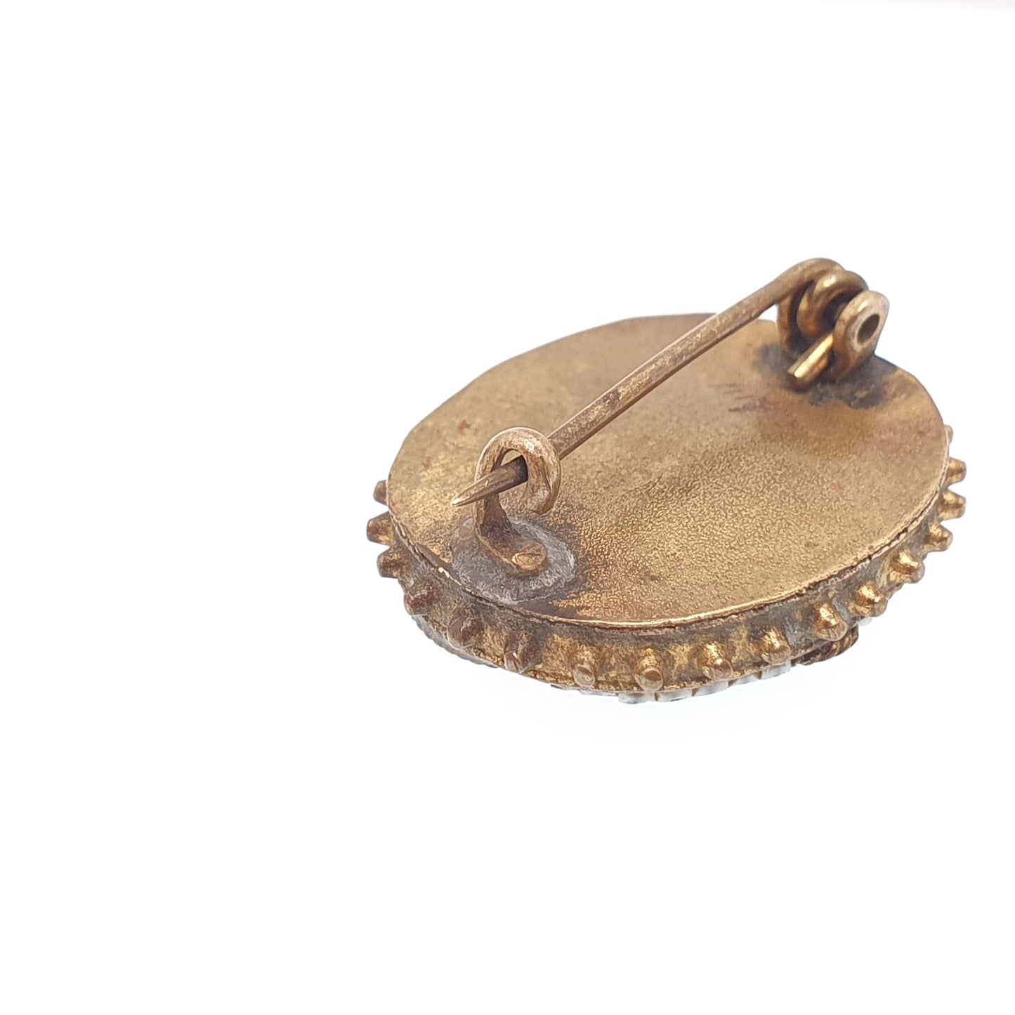 Antique Victorian Fine Micromosaic Brooch Micro Mosaic Gold Gilt Dome Flower Small Millefiori Italy Italian 1800s Vintage Jewelry Jewellery