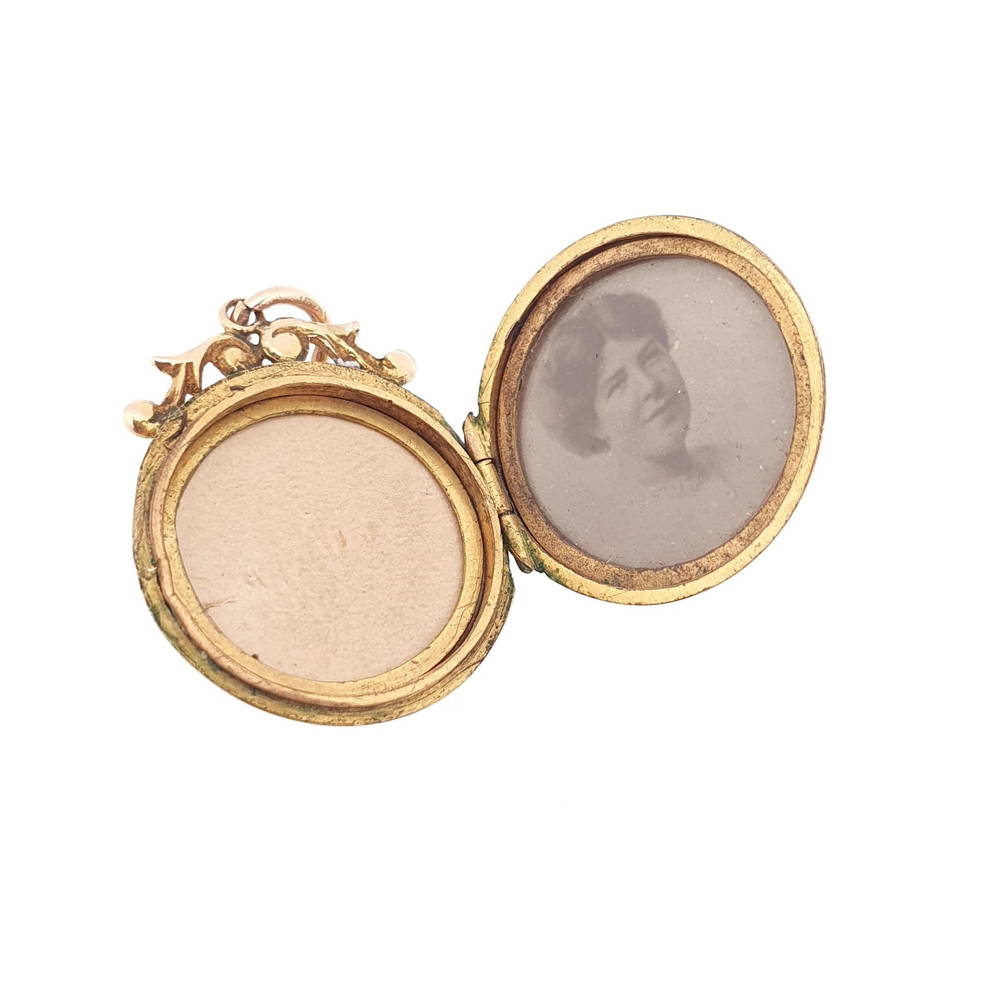 Antique 9ct Gold Bird Locket Solid 9k 375 Round Scroll Bail Pendant Fine Estate Big Love Gift Back & Front Necklace Jewelry Womens Jewellery