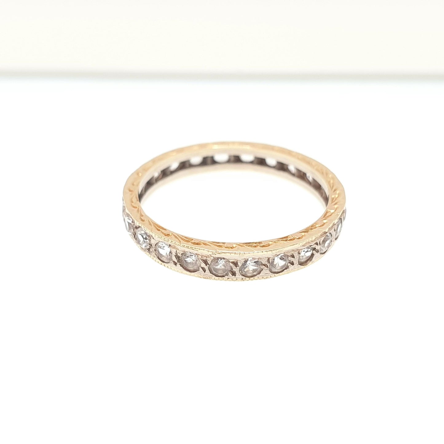 Vintage 18ct Gold Eternity Ring White Spinel Solid 18k 750 Band 1972 Hallmark Diamond Style Stacker Stacking Womens Jewelry Jewellery