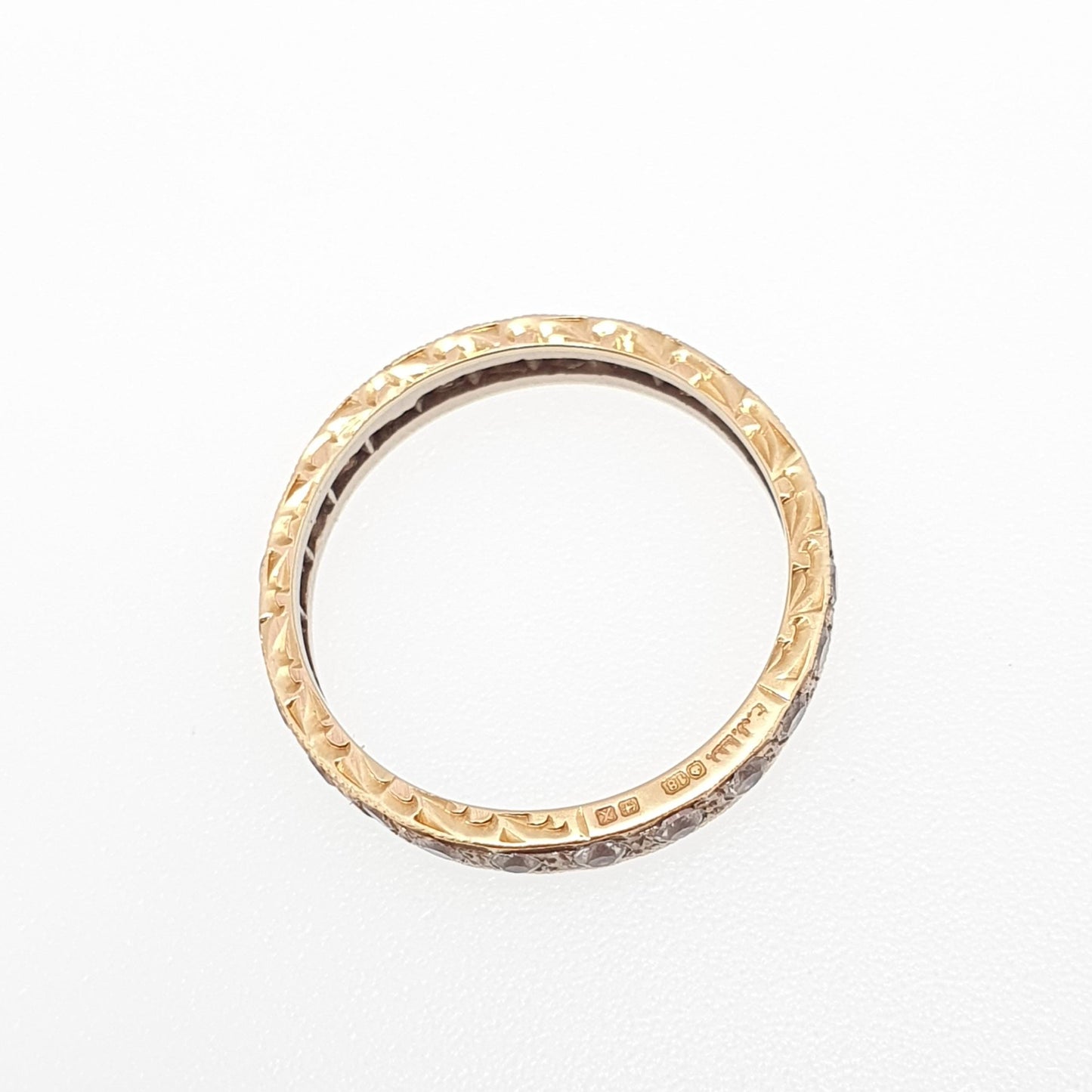 Vintage 18ct Gold Eternity Ring White Spinel Solid 18k 750 Band 1972 Hallmark Diamond Style Stacker Stacking Womens Jewelry Jewellery