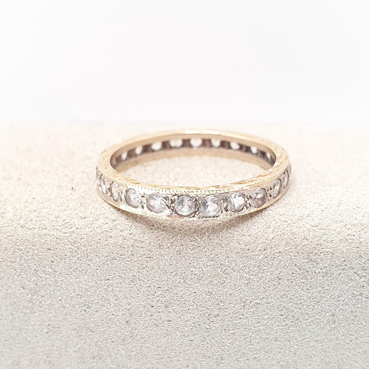 Vintage 18ct Gold Eternity Ring White Spinel Solid 18k 750 Band 1972 Hallmark Diamond Style Stacker Stacking Womens Jewelry Jewellery