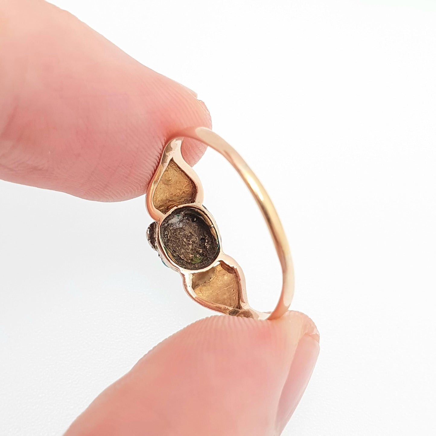 Antique Victorian 9ct Gold Turquoise Ring Cluster Forget Me Not Solid 9k 375 Natural Gemstone Fine Gift Womens Vintage Jewelry Jewellery