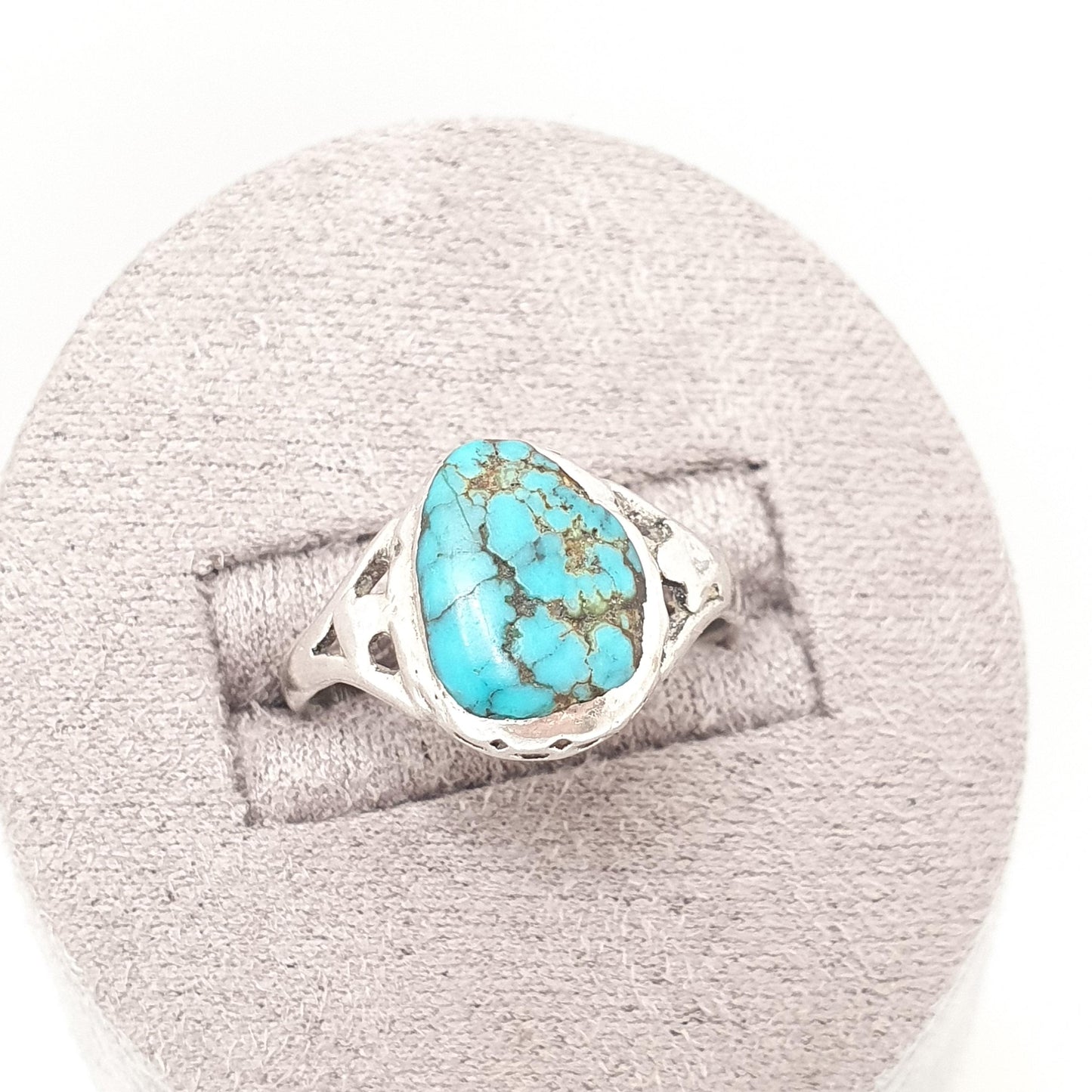 RESERVED/SOLD DON Antique Victorian Solid Silver Turquoise Ring Natural Matrix Gemstone Signet Genuine Hand Set Gift 1800s