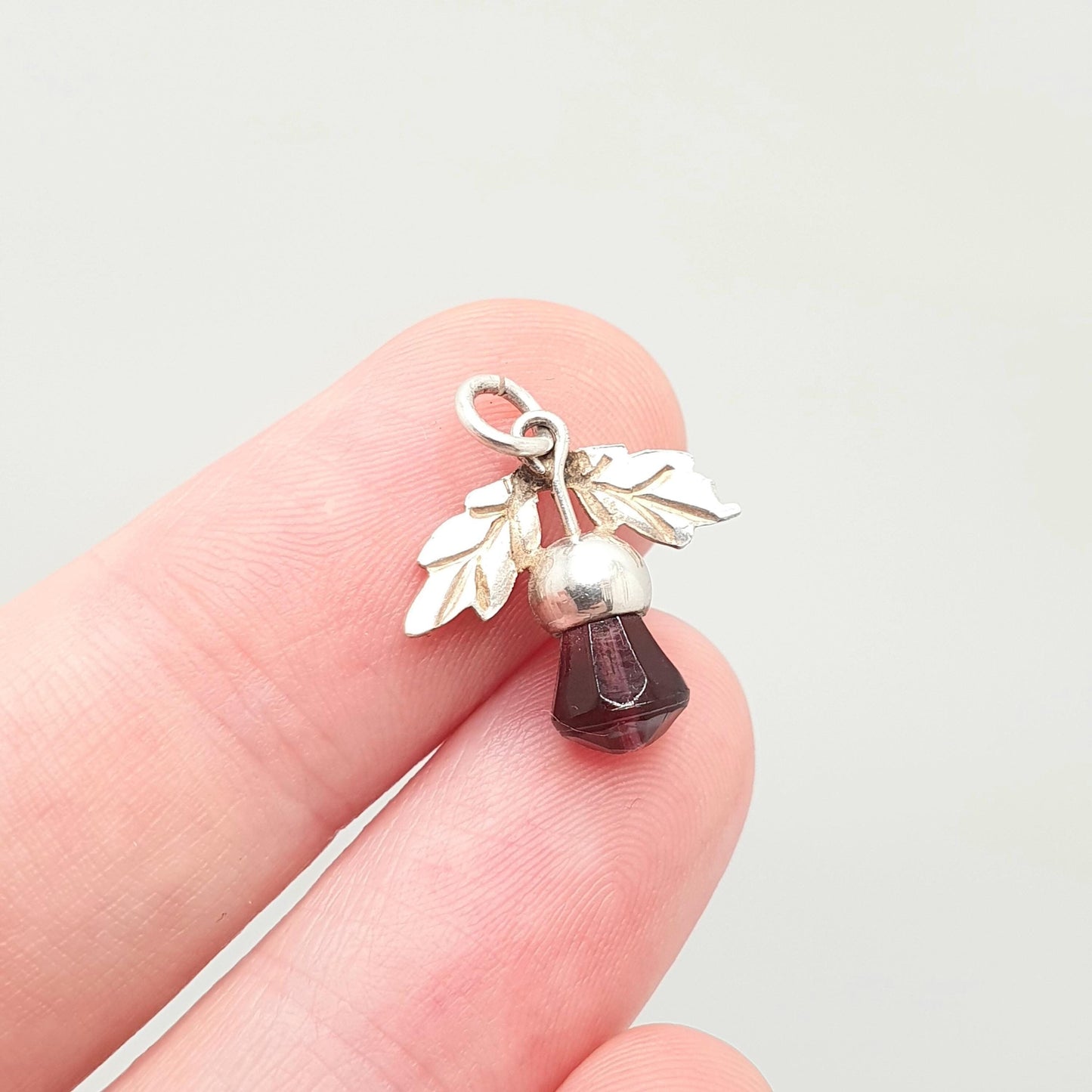 Antique Sterling Silver Thistle Pendant Amethyst Paste Necklace Art Nouveau Charm Horner Style Scottish Flower Vintage Jewelry Jewellery