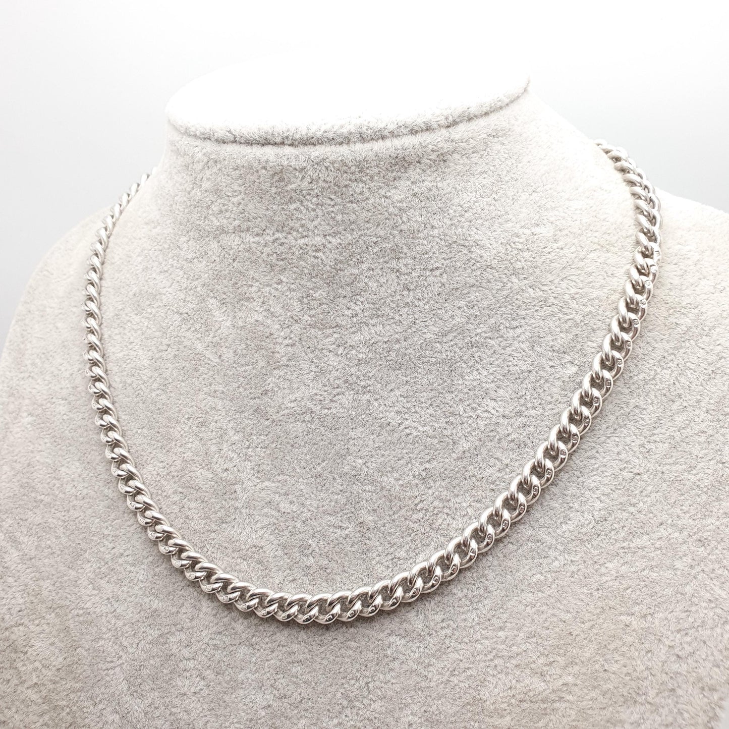 Antique Sterling Silver Albert Chain Necklace Curb Link Dog Clip 43.5cm 17.1" 41.07g 925 Hallmarked Vintage Victorian Mens Jewelry Womens