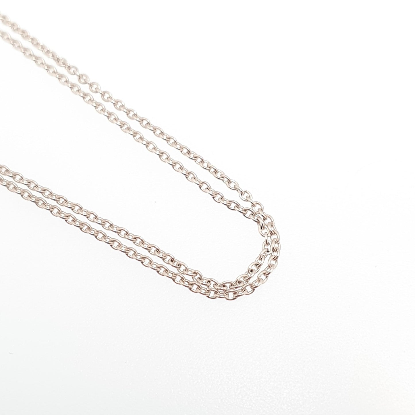 Antique Sterling Silver Chain Necklace Cable Link 45cm 17.7" 1.67g Trace Oval Links Genuine Womens Vintage Old Retro Jewelry Jewellery