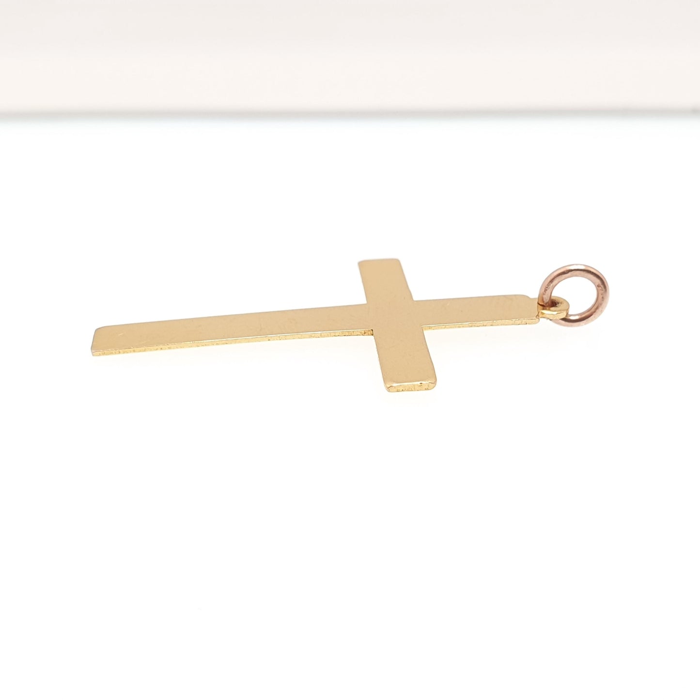 Antique 9ct 9k Gold Crucifix Victorian Necklace Yellow Cross Pendant Plain Smooth Cruciform Solid 375 Vintage Womens Mens Jewellery Jewelry