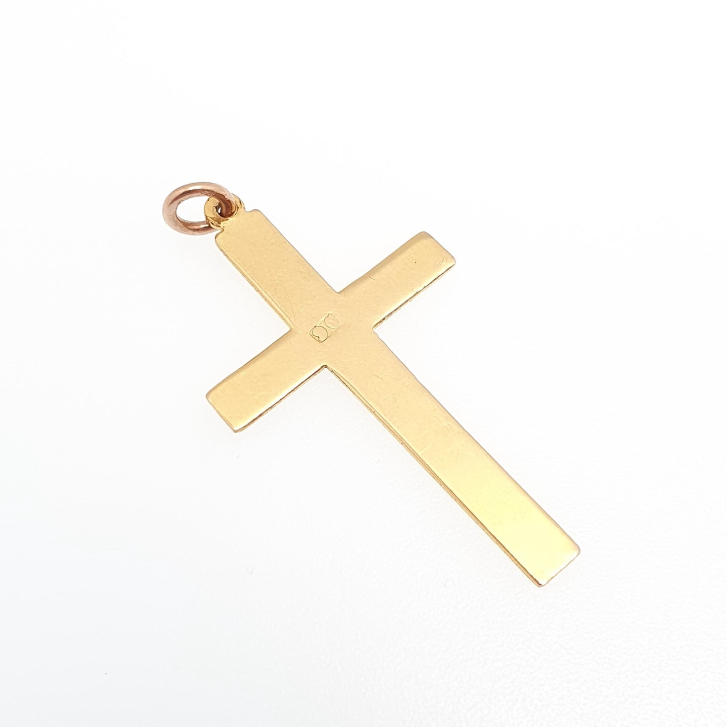 Antique 9ct 9k Gold Crucifix Victorian Necklace Yellow Cross Pendant Plain Smooth Cruciform Solid 375 Vintage Womens Mens Jewellery Jewelry