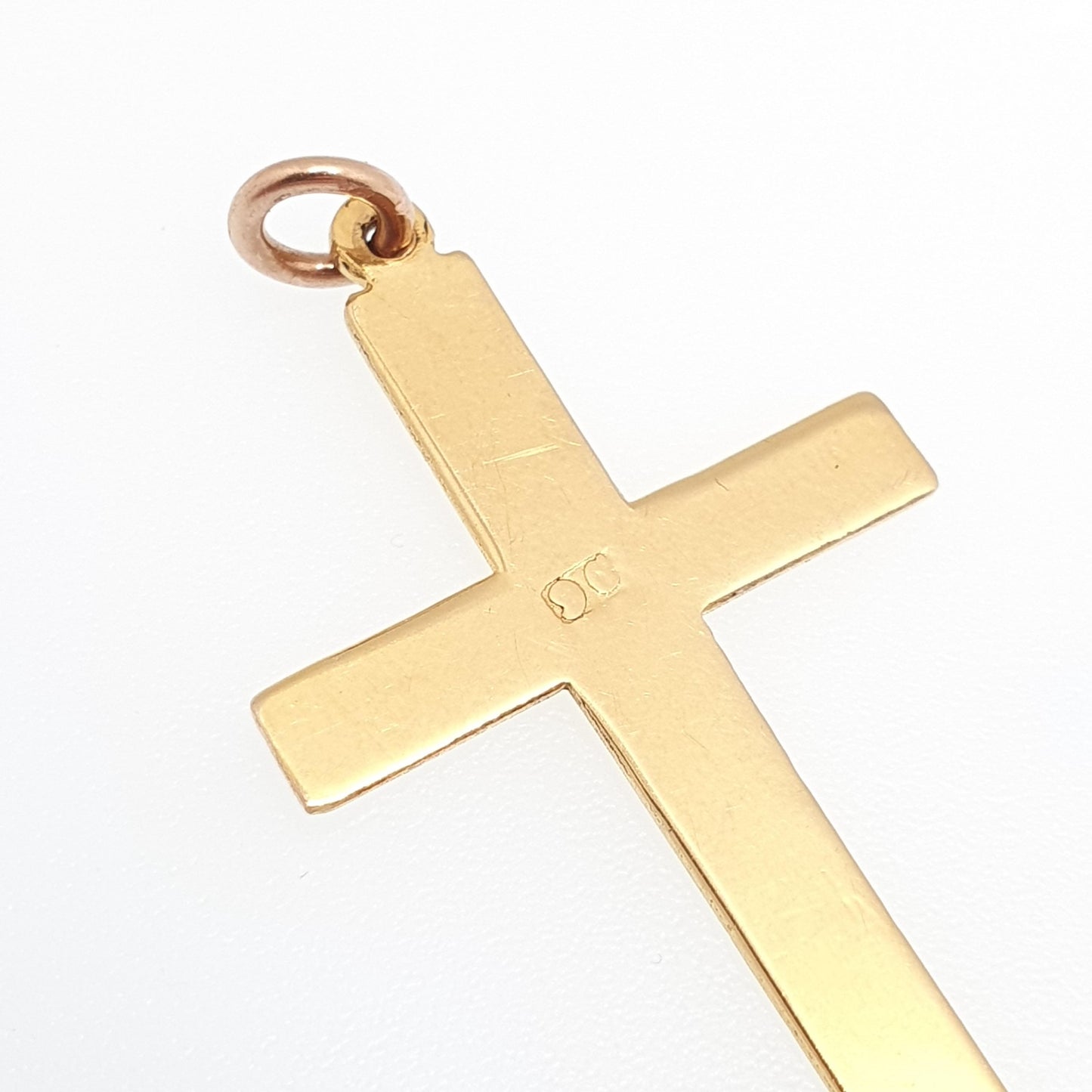 Antique 9ct 9k Gold Crucifix Victorian Necklace Yellow Cross Pendant Plain Smooth Cruciform Solid 375 Vintage Womens Mens Jewellery Jewelry