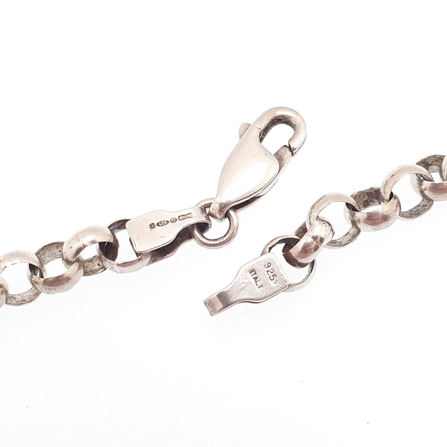 Vintage Sterling Silver Long Belcher Chain Necklace Rolo 51cm 20" 15.36g Thick Wide Round Chains Big Heavy Solid 925 Womens Mens Jewelry