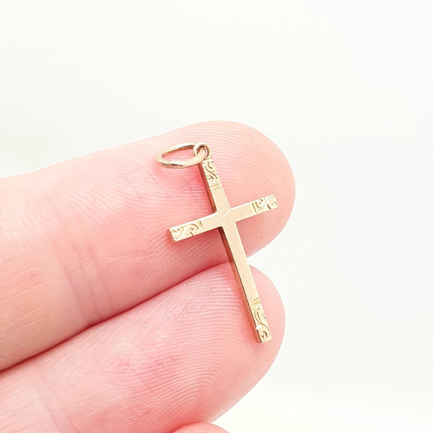 Antique 9k 9ct Gold Crucifix Necklace Cross Pendant 1920s Solid Yellow Charm Catholic Christian Religious Mens Womens Jewelry Jewellery