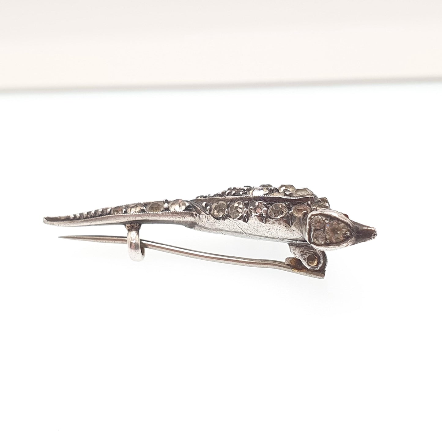 Antique Sterling Silver Pheasant Bird Brooch Diamond Paste Hunting Partridge Game Art Deco Fine 935 Silver Grouse Vintage Womens Jewelry