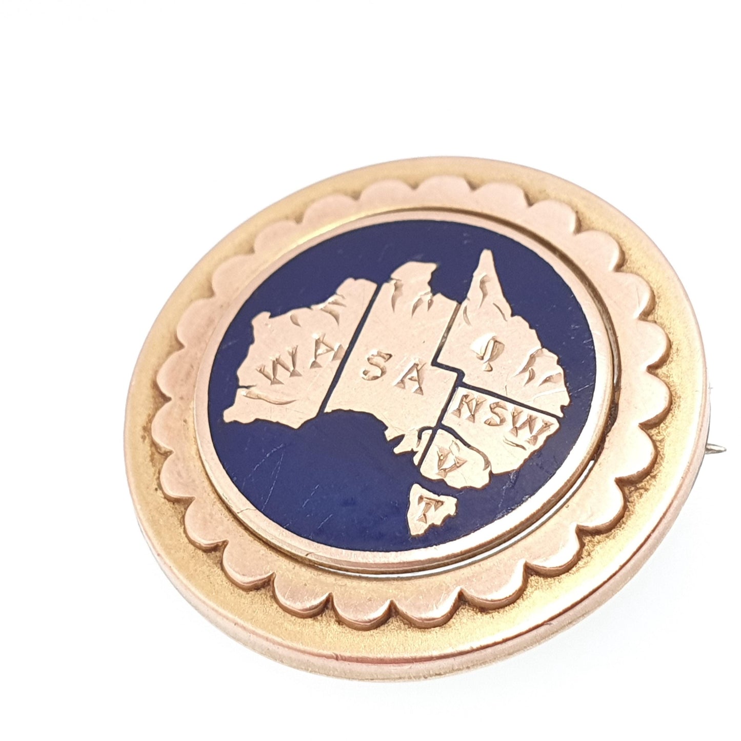 RESERVED/SOLD DON Antique 9ct Gold Australia Brooch States Territories Australian Hallmarked Enamel Willis & Sons Style Solid