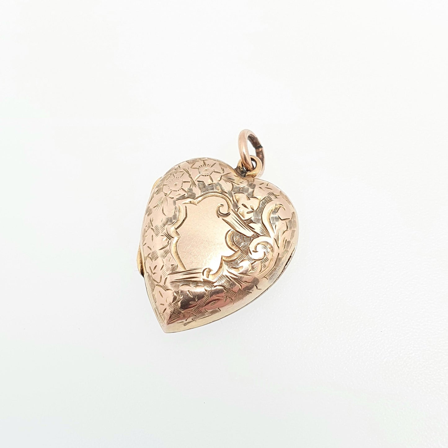 Antique Victorian 9ct Gold Heart Locket Cute Engraved Solid 9kt 375 Pendant Fine Estate Love Gift Back & Front Necklace Jewelry Jewellery