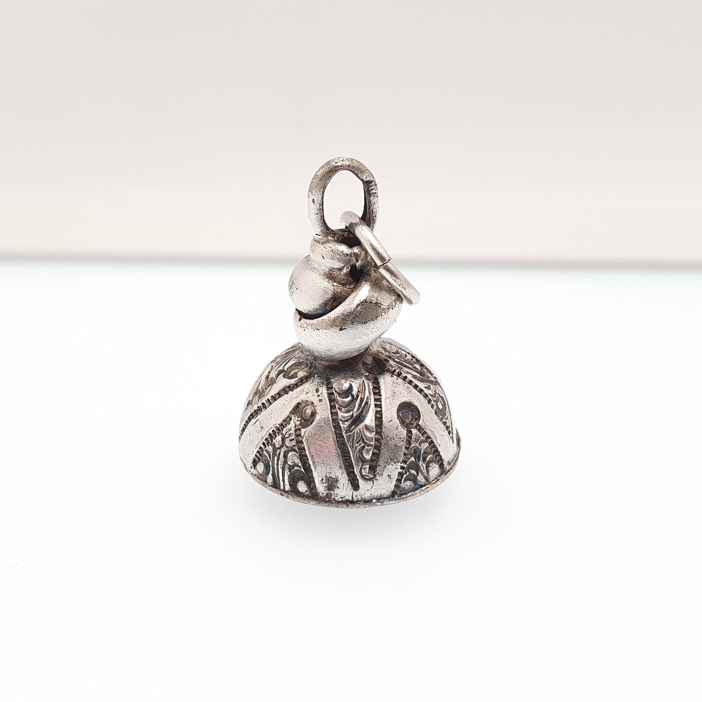 Antique Georgian Fob Pendant Silver Plate Garnet Paste Necklace Dimpled Red Glass Letter Seal Gemstone Fine Estate Vintage Jewelry Jewellery
