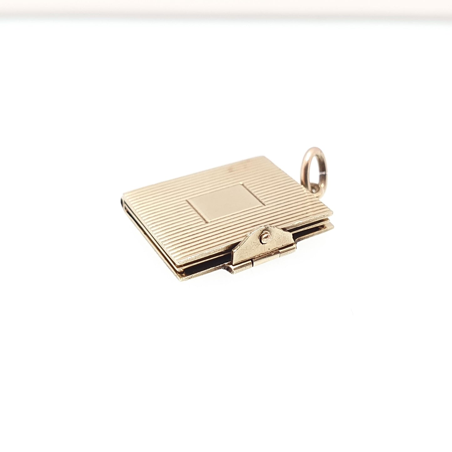 Antique 14k 14kt Gold Book Locket Rectangular Solid 585 Pendant Necklace Photo Picture Gift Charm Yellow Womens Retro Jewelry Jewellery