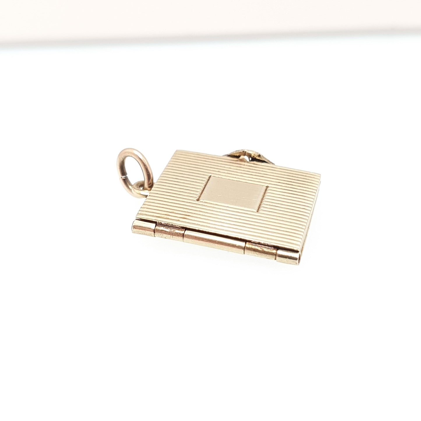 Antique 14k 14kt Gold Book Locket Rectangular Solid 585 Pendant Necklace Photo Picture Gift Charm Yellow Womens Retro Jewelry Jewellery