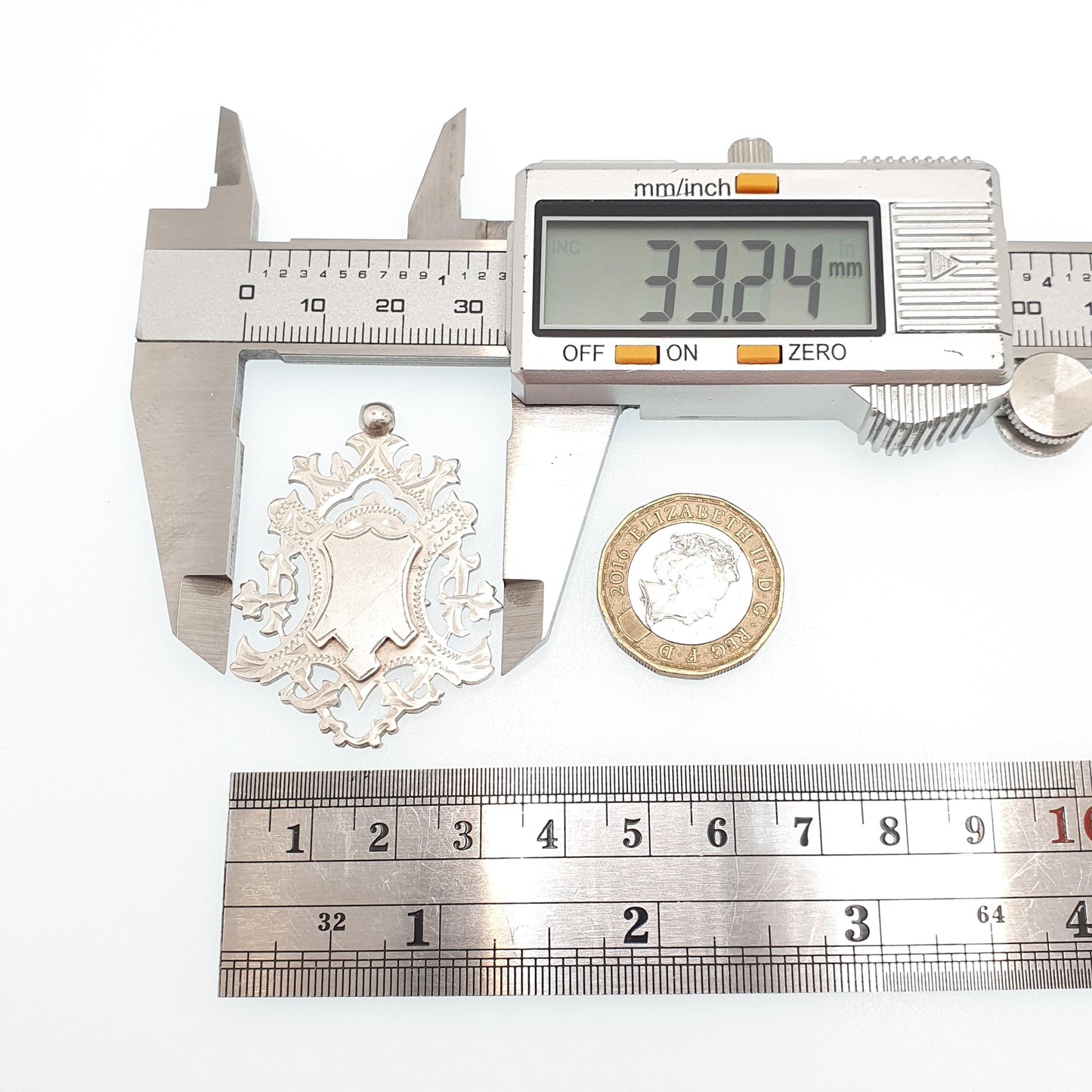 Antique Victorian Sterling Silver Albert Fob Pendant Big Heavy Large 1911 Hallmark Shield 12.83g Necklace Womens Mens Jewelry Jewellery