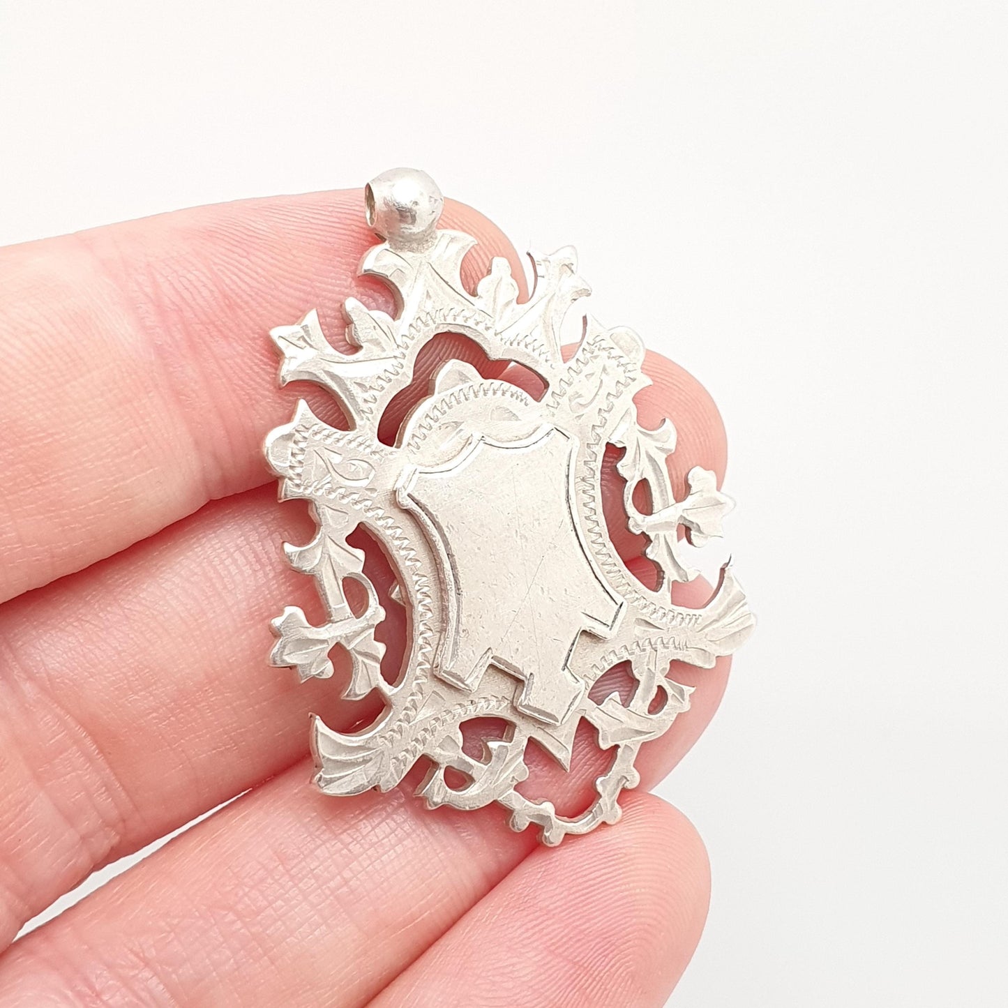 Antique Victorian Sterling Silver Albert Fob Pendant Big Heavy Large 1911 Hallmark Shield 12.83g Necklace Womens Mens Jewelry Jewellery