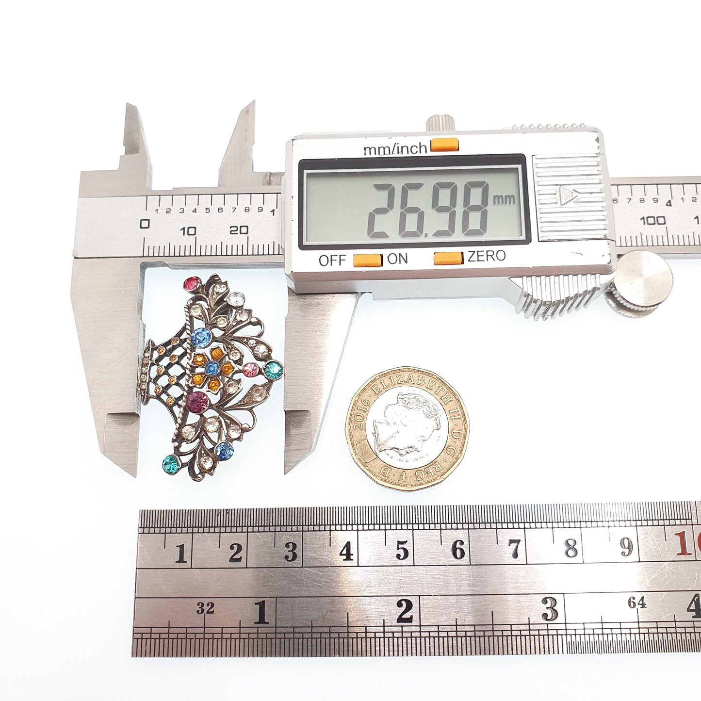 Antique Solid Silver Victorian Giardinetti Brooch Paste Little Garden Flower Basket Large Italian Gift Vintage Womens Jewelry Jewellery