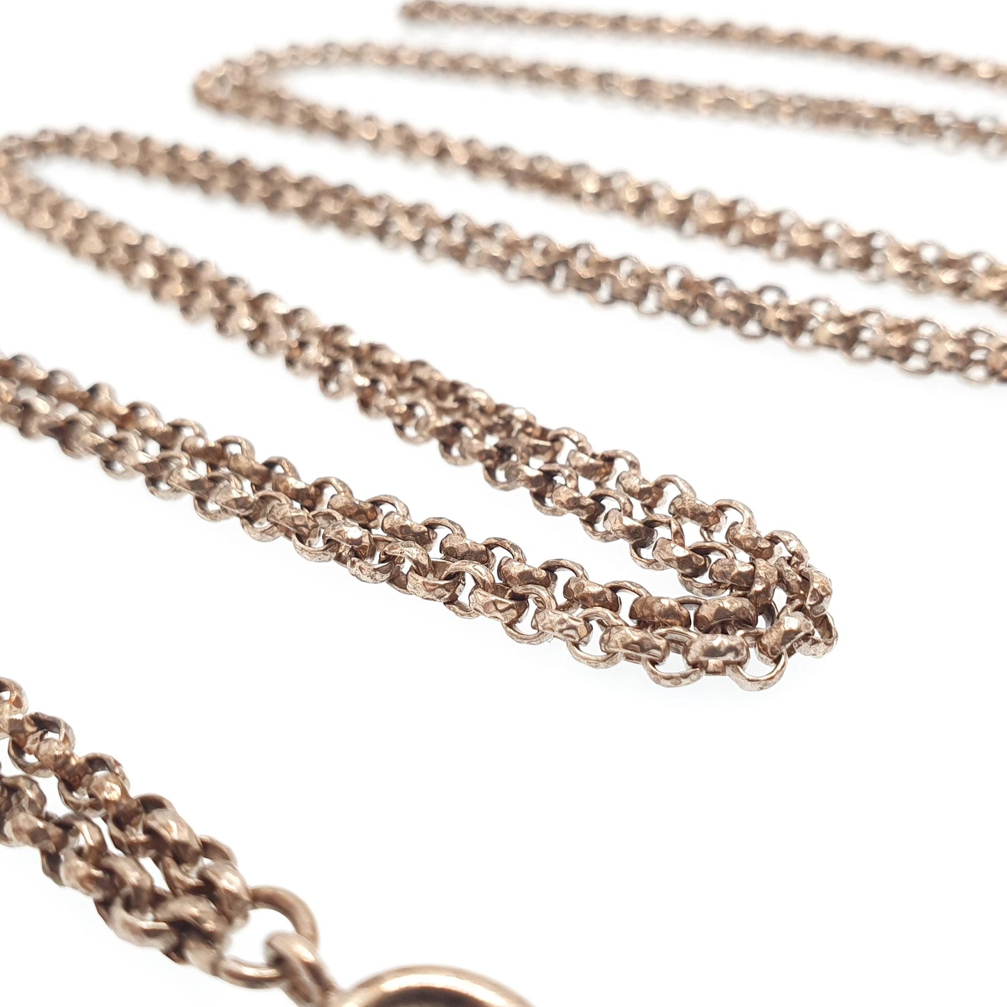Antique Victorian Muff Chain Necklace Rolo Belcher Link Bolt Clasp Gold Gilt Very Long 132cm 25.84g 1800s Guard Vintage Womens Jewelry