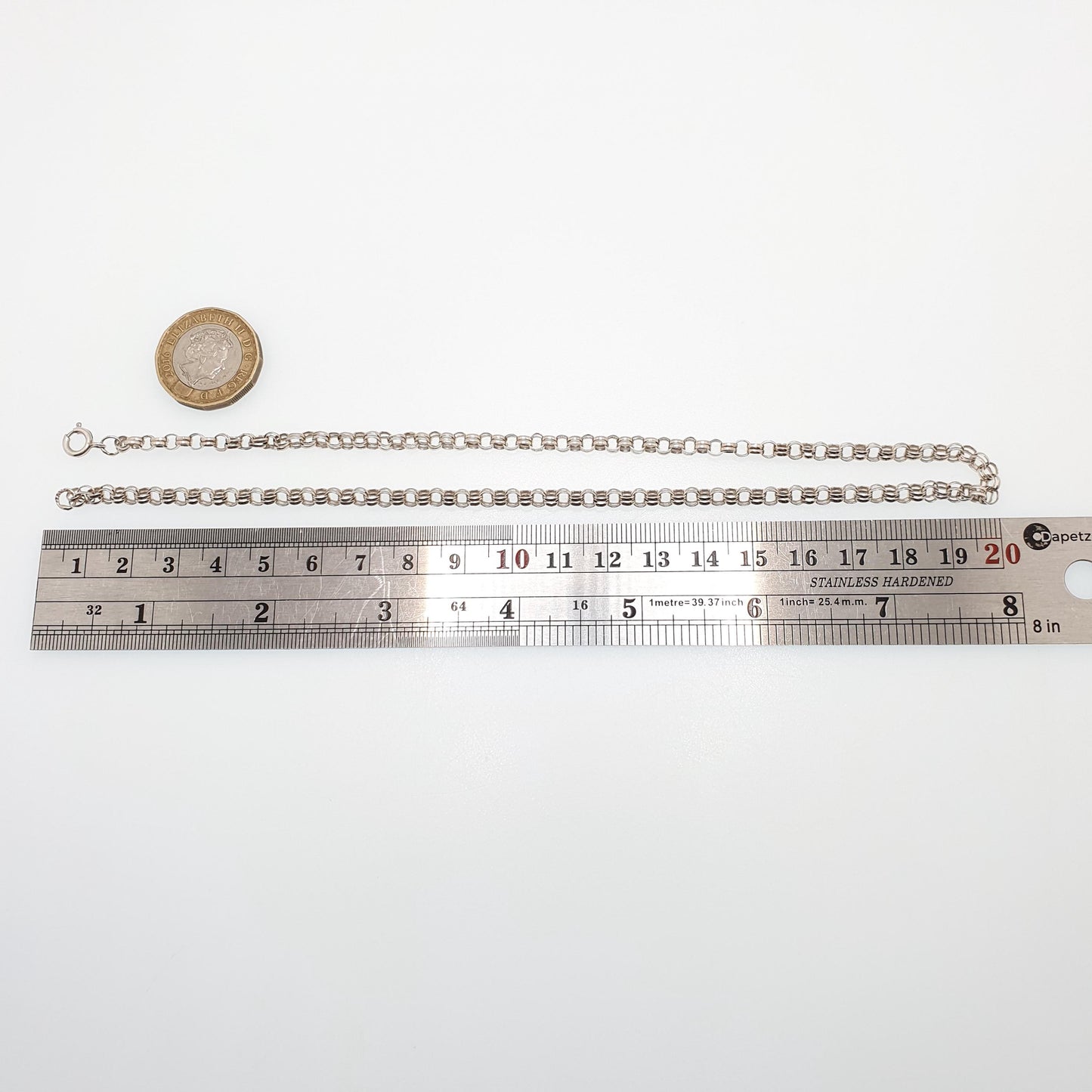 Vintage Sterling Silver Belcher Chain Necklace Rolo Link Double 40cm 15.7" 9.25g Thick 1987 Hallmark Round Solid 925 Womens Mens Jewelry