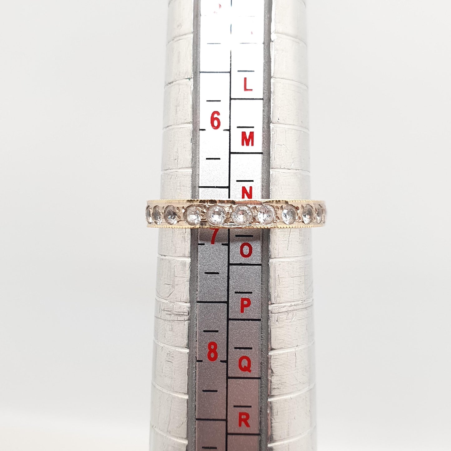 Vintage 18ct Gold Eternity Ring White Spinel Solid 18k 750 Band 1972 Hallmark Diamond Style Stacker Stacking Womens Jewelry Jewellery