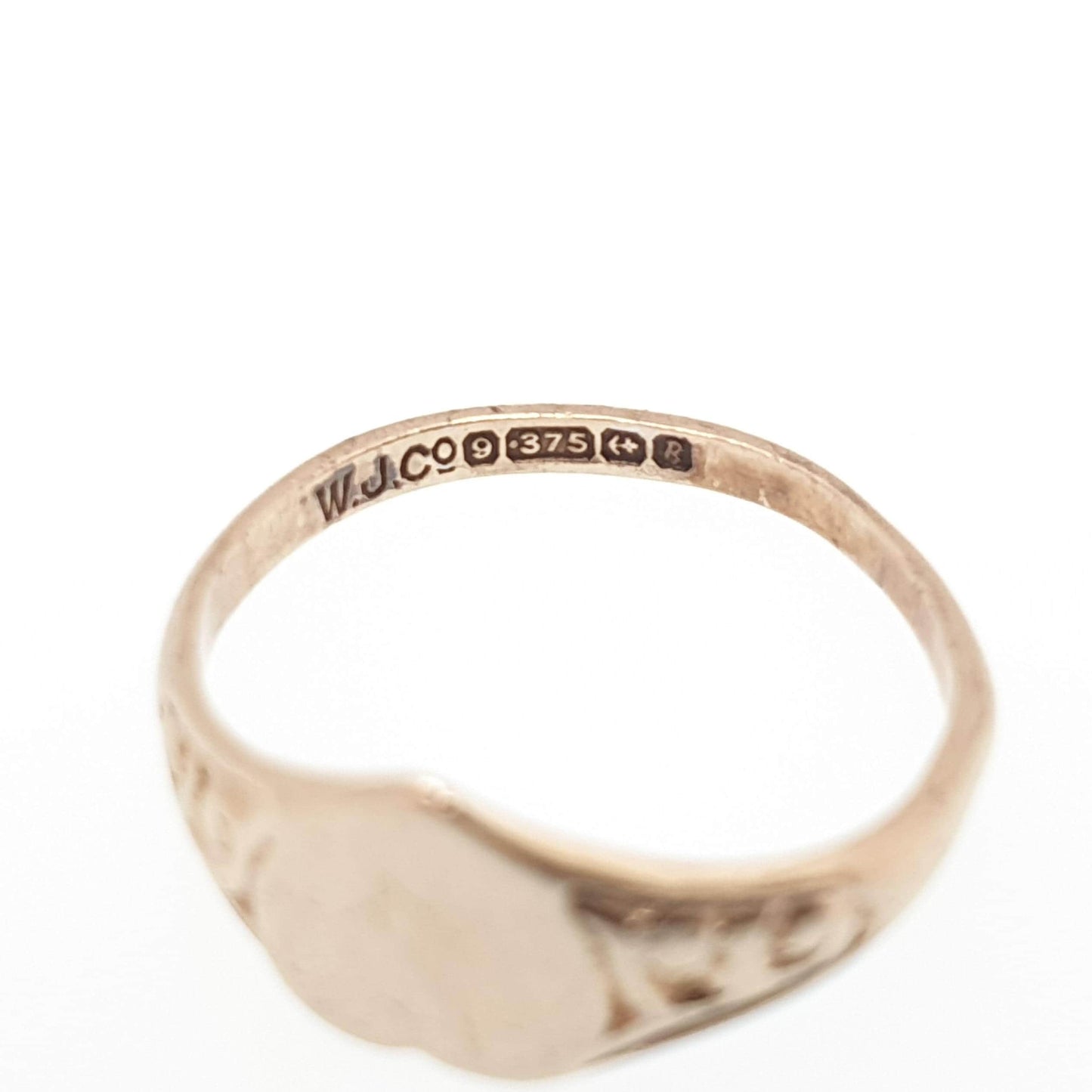Vintage 9ct Gold Heart Signet Ring Solid 9k 375 1966 Hallmark Pinky Pinkie Little Finger Retro Love Gift Romantic Womens Jewelry Jewellery