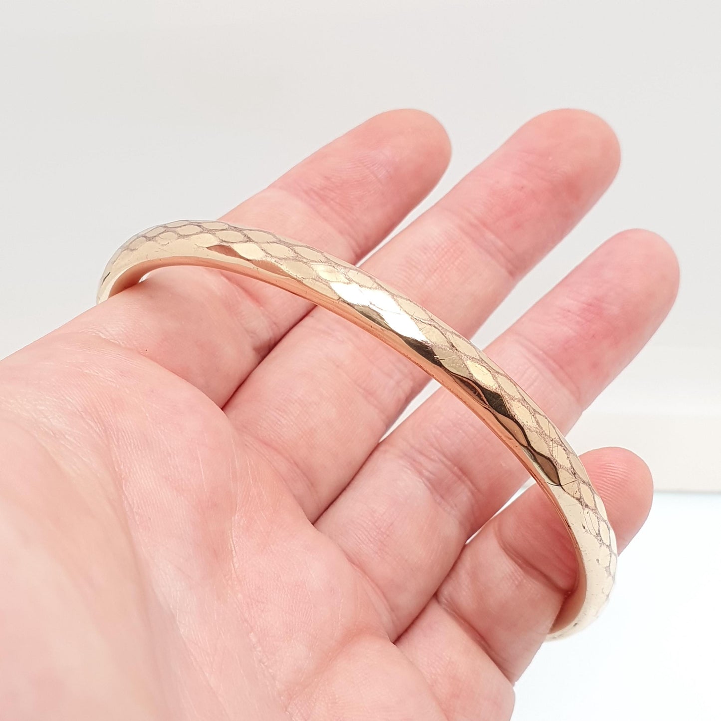 Antique Victorian Rolled Gold Slave Bangle Faceted Edge Bracelet Large Big Gold Filled 1800s Vintage Jewelry Jewellery Ladies Womens