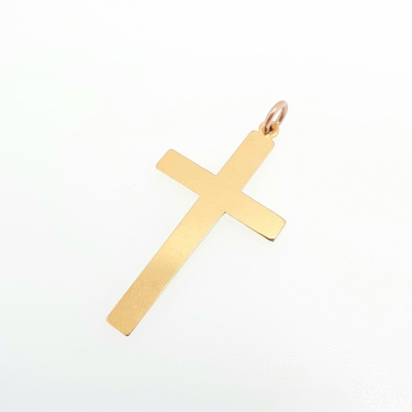 Antique 9ct 9k Gold Crucifix Victorian Necklace Yellow Cross Pendant Plain Smooth Cruciform Solid 375 Vintage Womens Mens Jewellery Jewelry