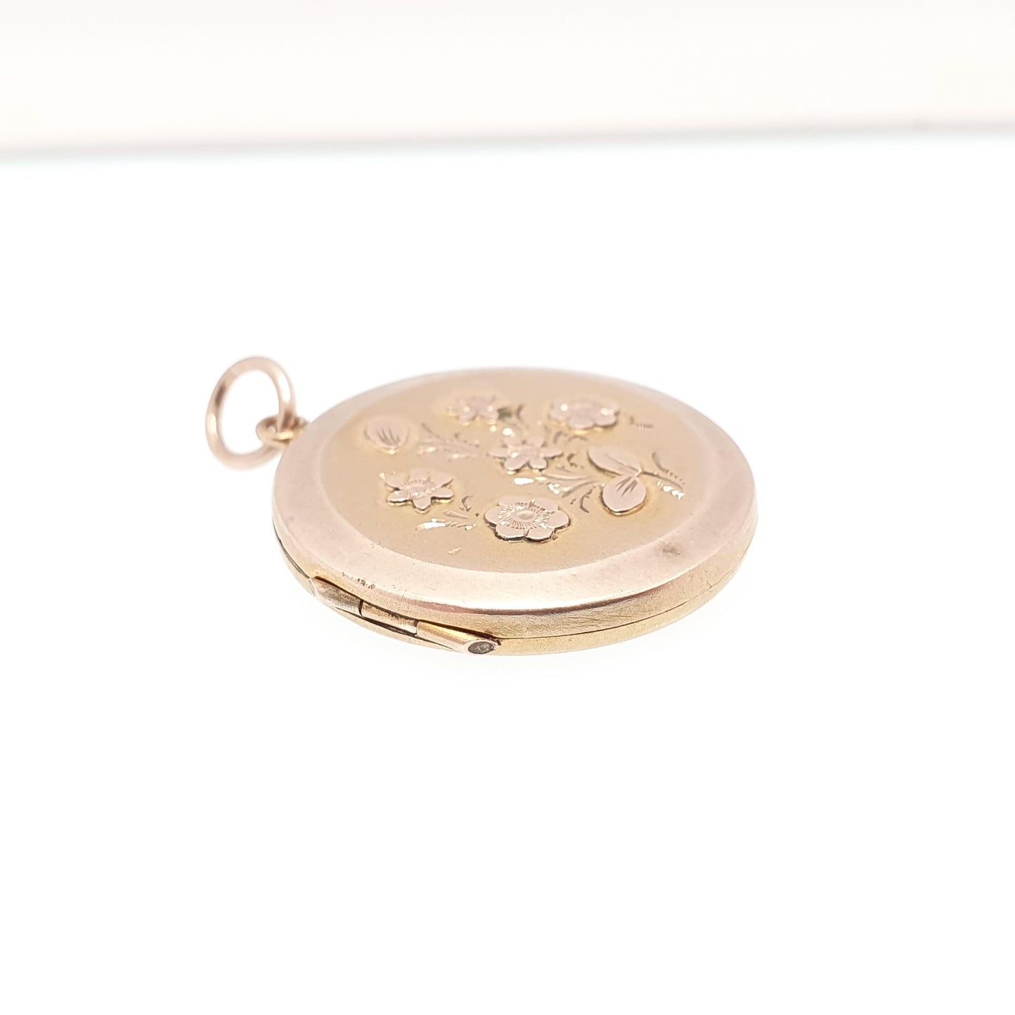 Antique 9ct Rose Gold Locket Victorian Flower Floral Solid 9k 375 Back & Front Engraved Cute Pendant Gift Necklace Jewelry Womens Jewellery