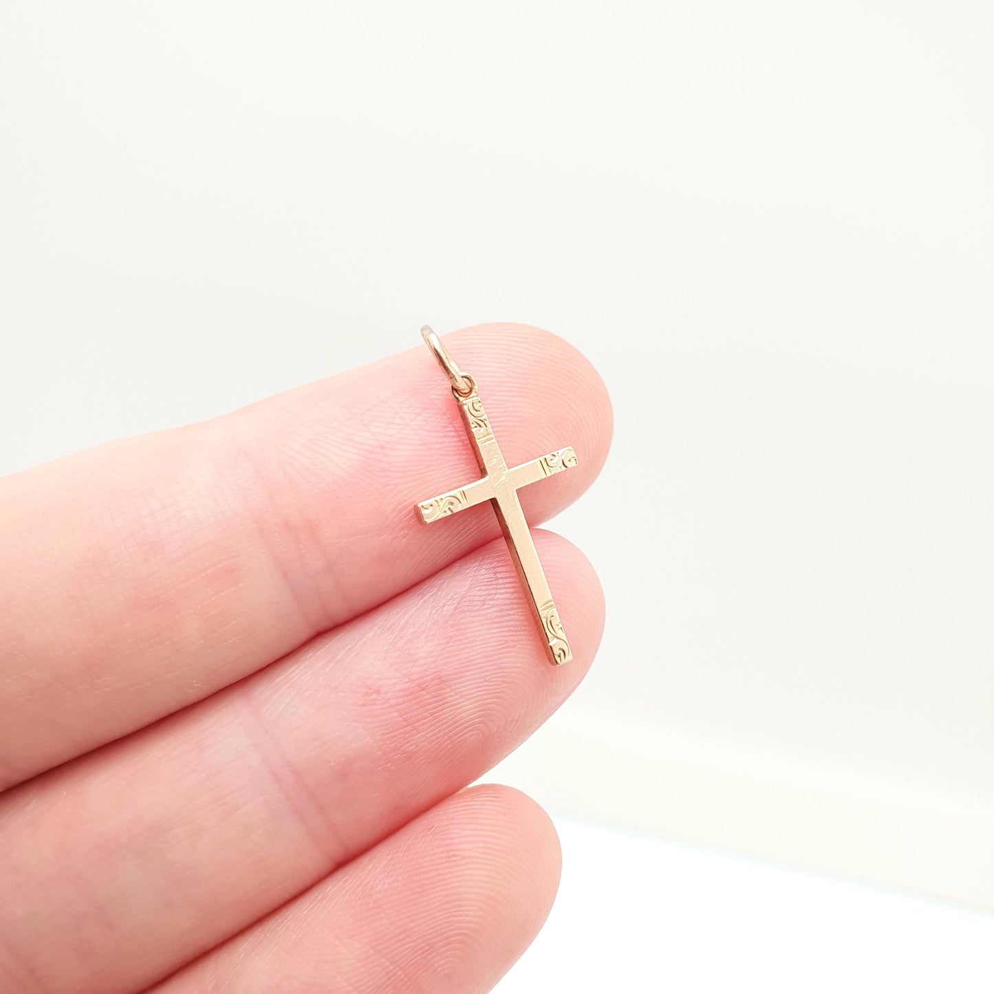 Antique 9k 9ct Gold Crucifix Necklace Cross Pendant 1920s Solid Yellow Charm Catholic Christian Religious Mens Womens Jewelry Jewellery